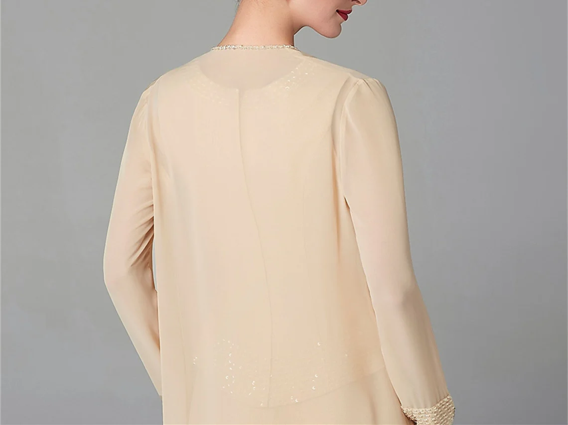 Chiffon Long Sleeves Mother of the Bride Pantsuits with Jacket & Sequins - Image 27