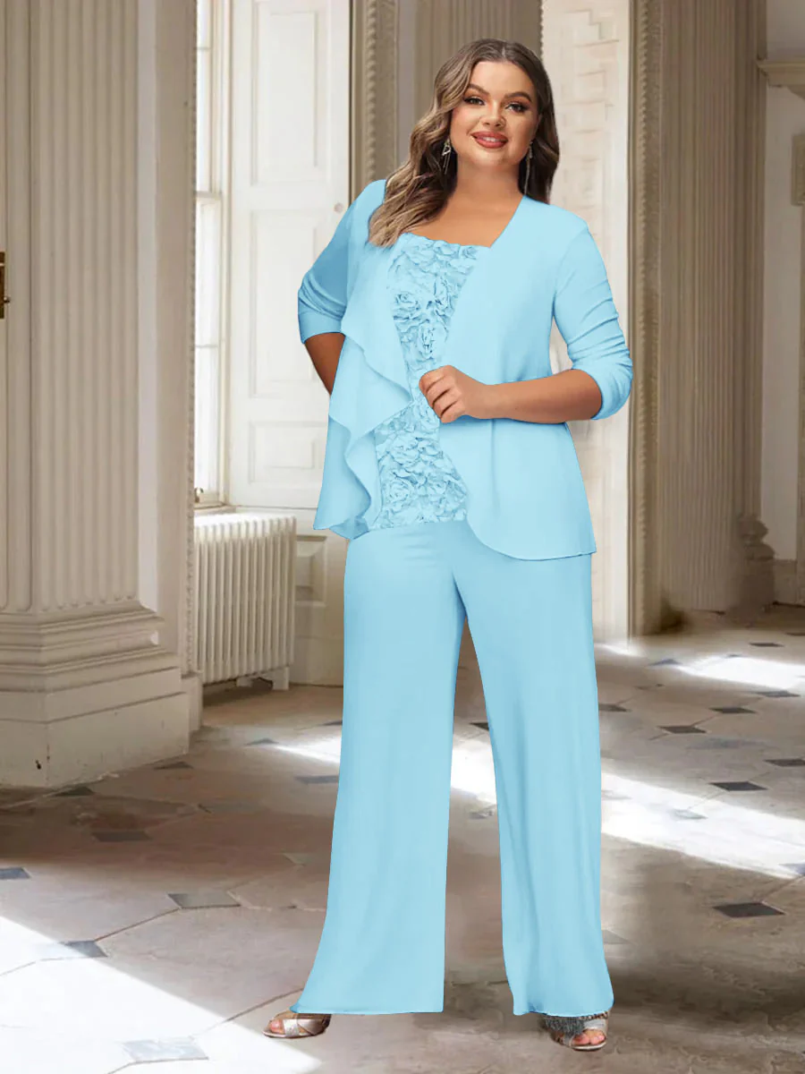 Chiffon Long Sleeves Plus Size Mother of the Bride Pantsuits with Jacket - Image 28