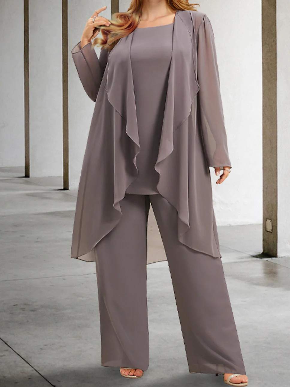 Chiffon Mother of the Bride Pantsuits with Jacket - Image 3