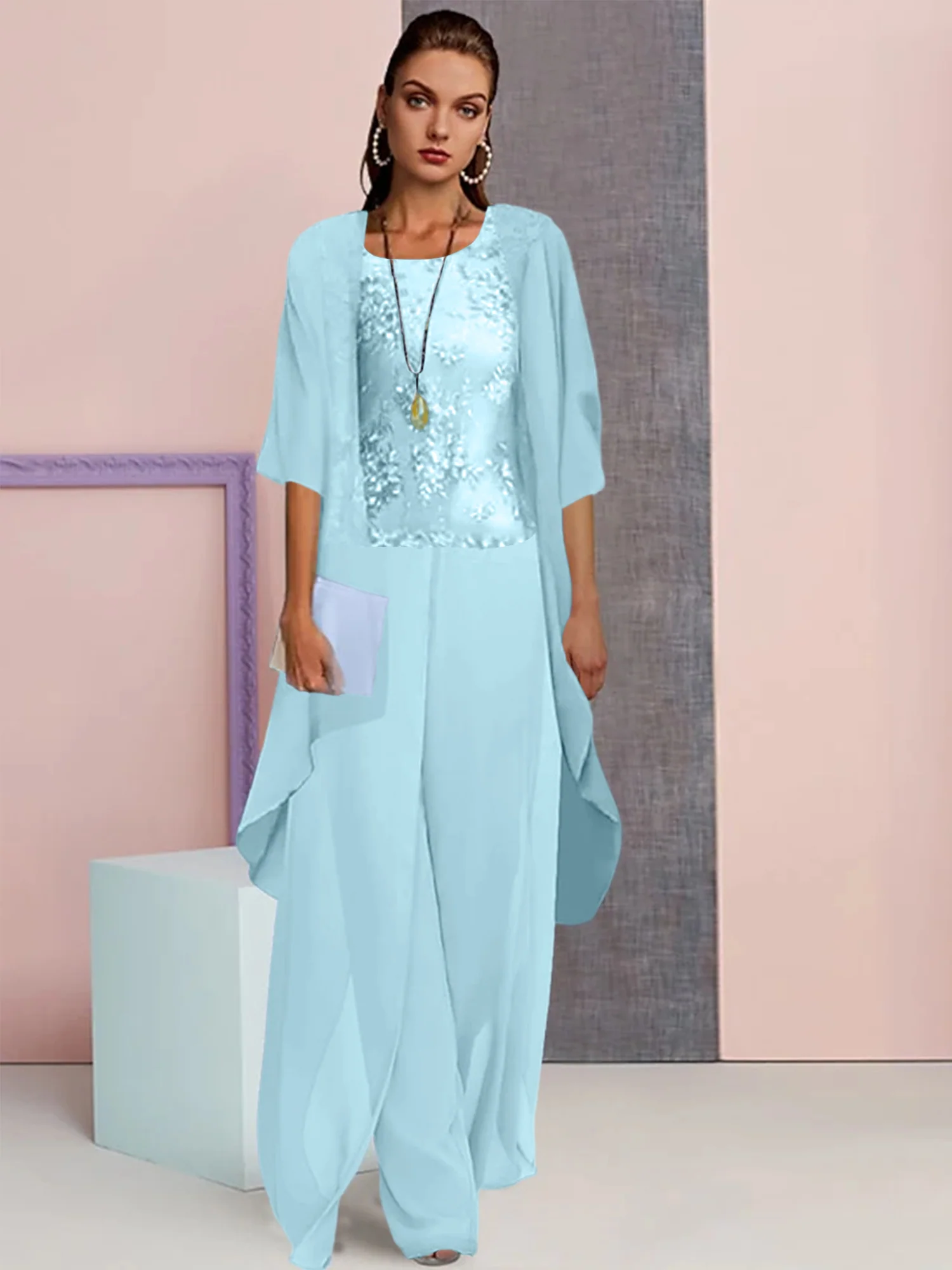 Chiffon Mother of the Bride Pantsuits with Jacket - Image 10