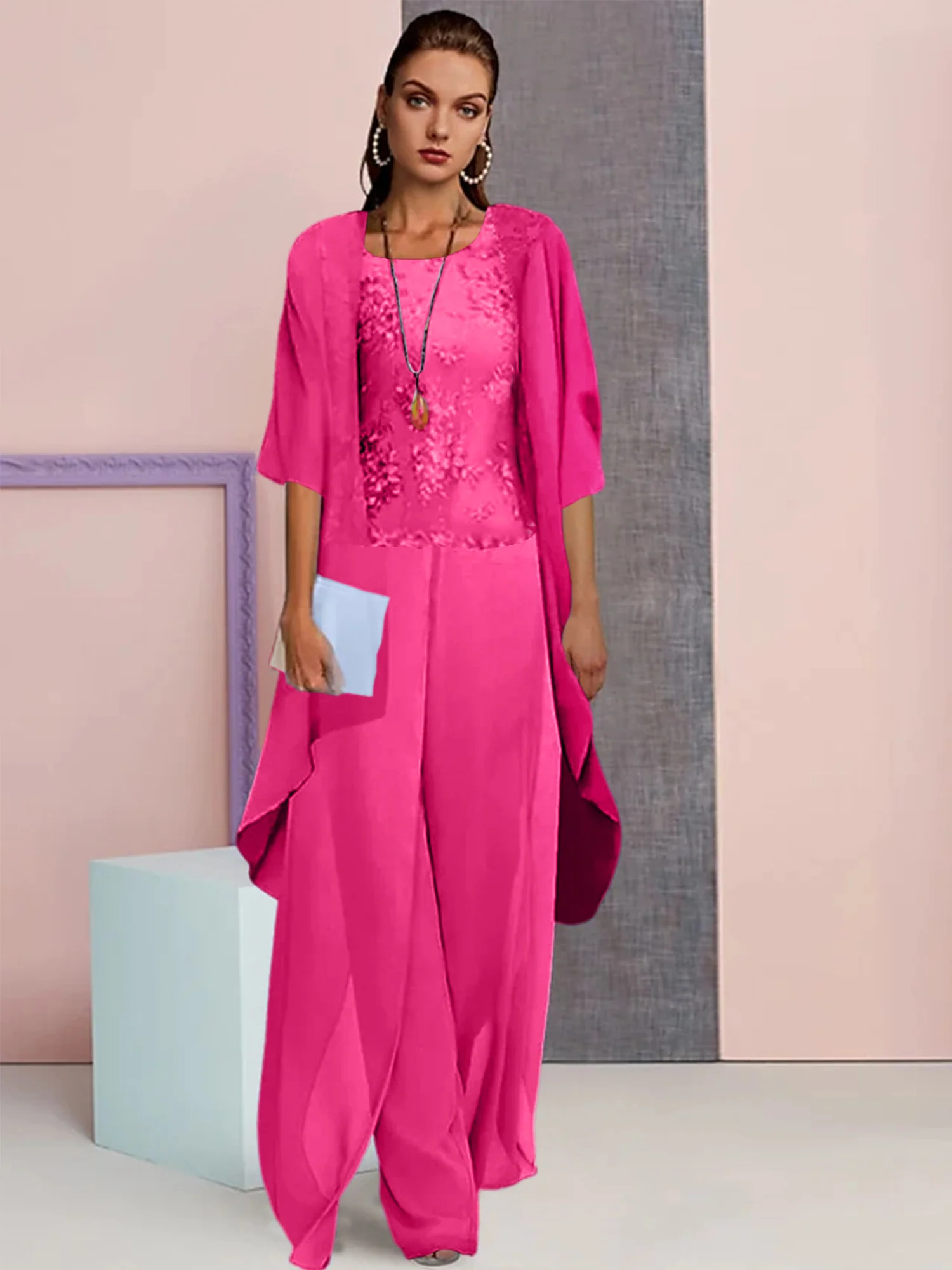 Chiffon Mother of the Bride Pantsuits with Jacket - Image 8
