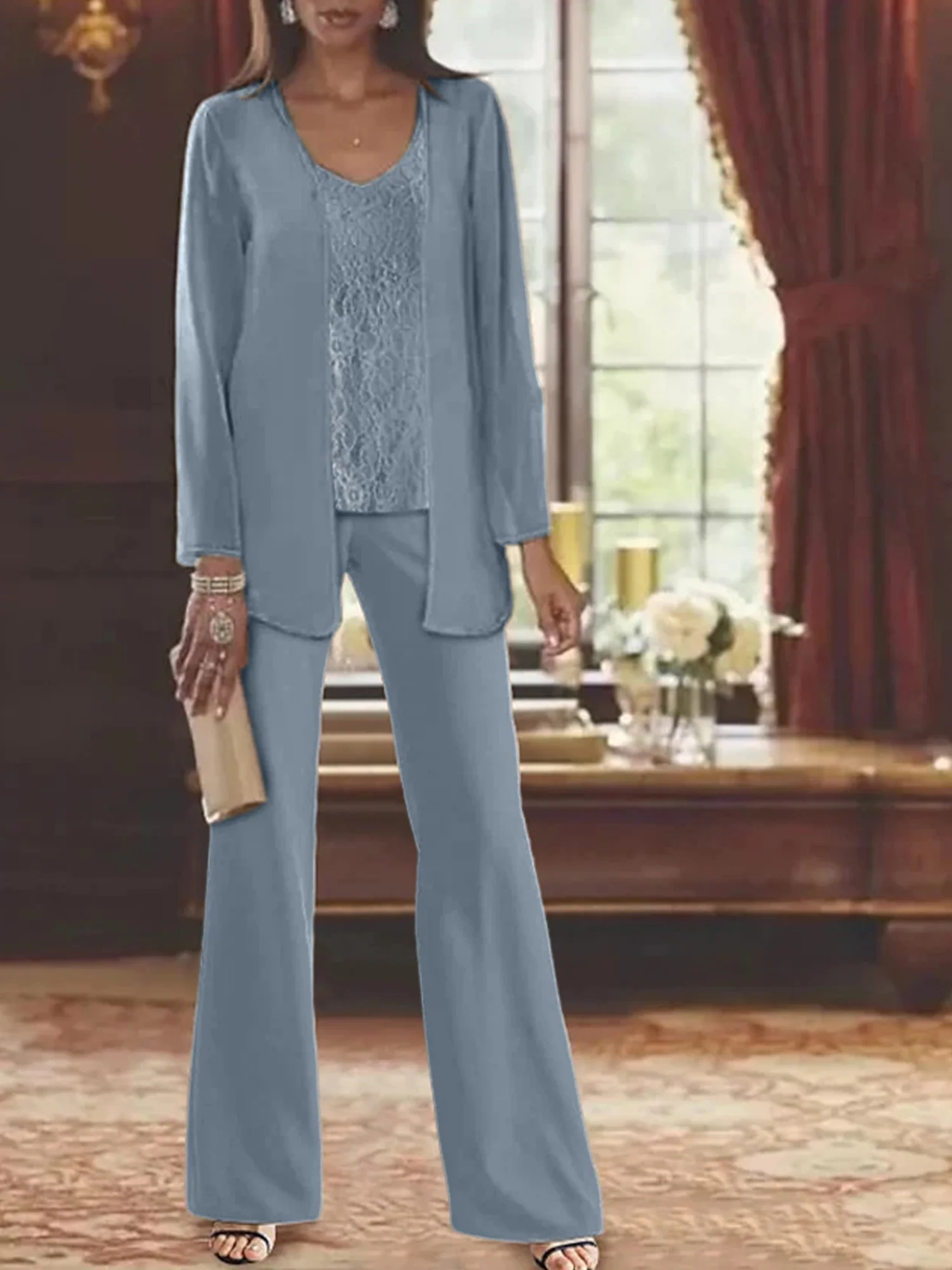 Chiffon Mother of the Bride Pantsuits with Jacket - Image 14