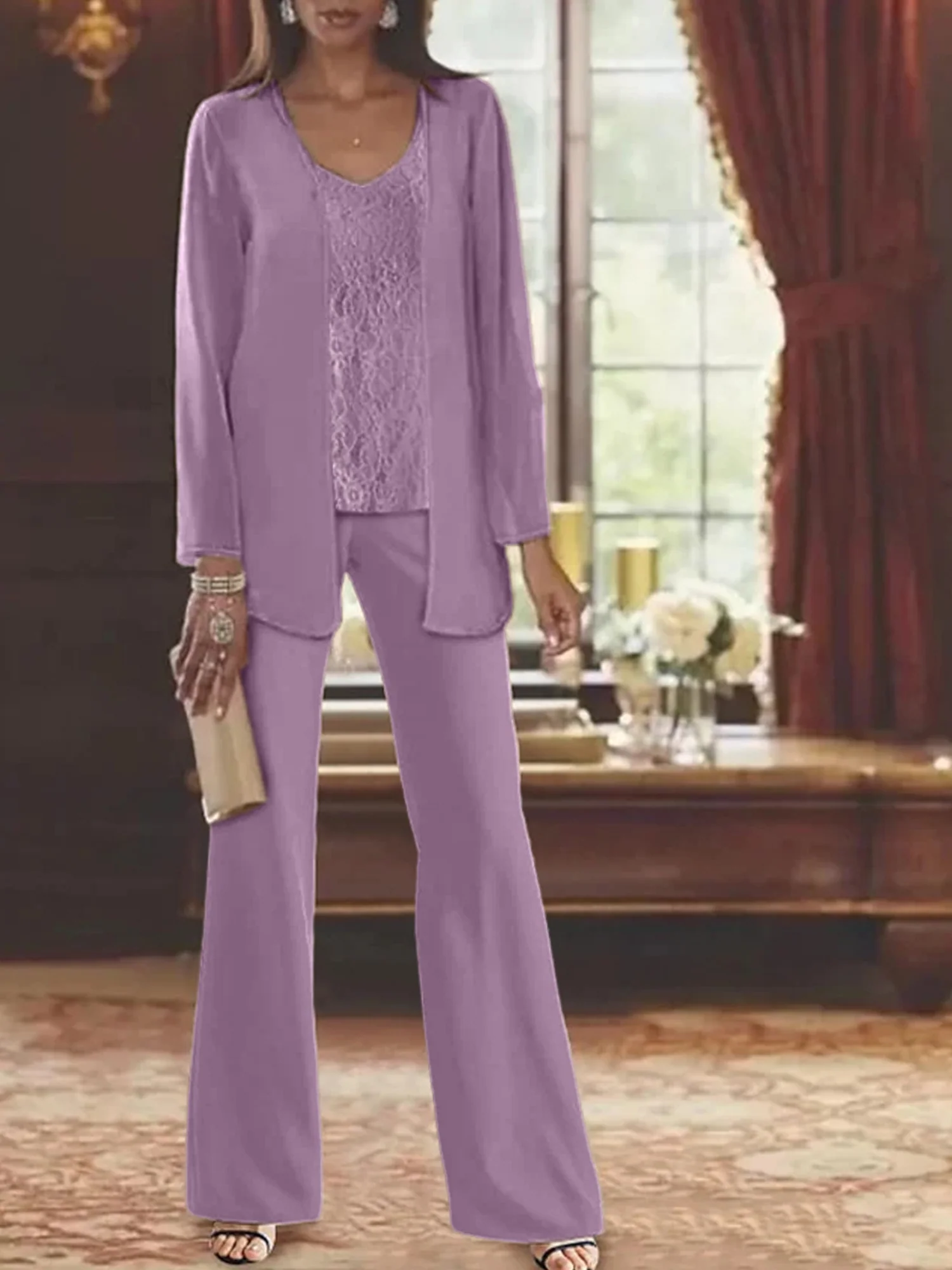 Chiffon Mother of the Bride Pantsuits with Jacket - Image 30