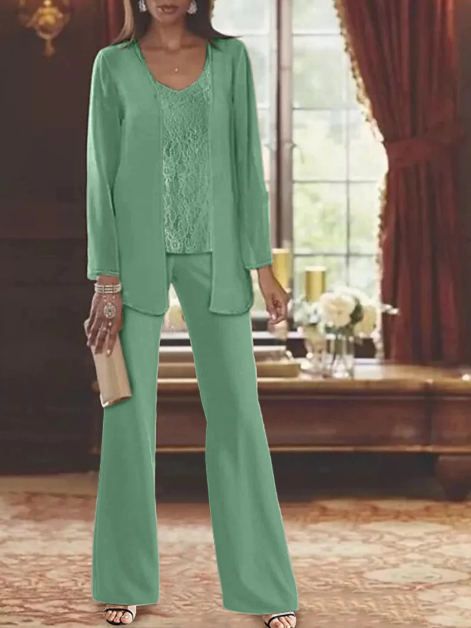 Chiffon Mother of the Bride Pantsuits with Jacket - Image 33