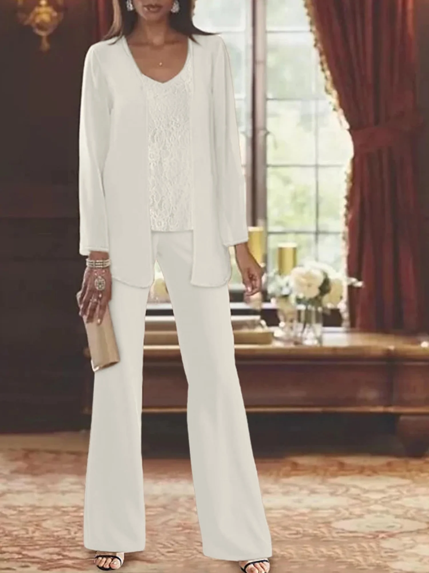 Chiffon Mother of the Bride Pantsuits with Jacket - Image 36