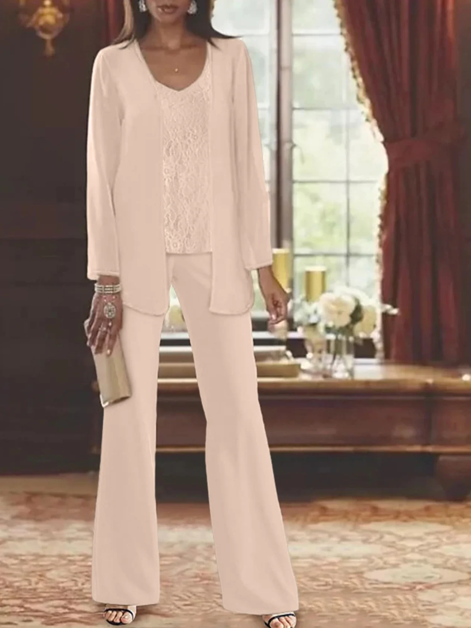 Chiffon Mother of the Bride Pantsuits with Jacket - Image 39