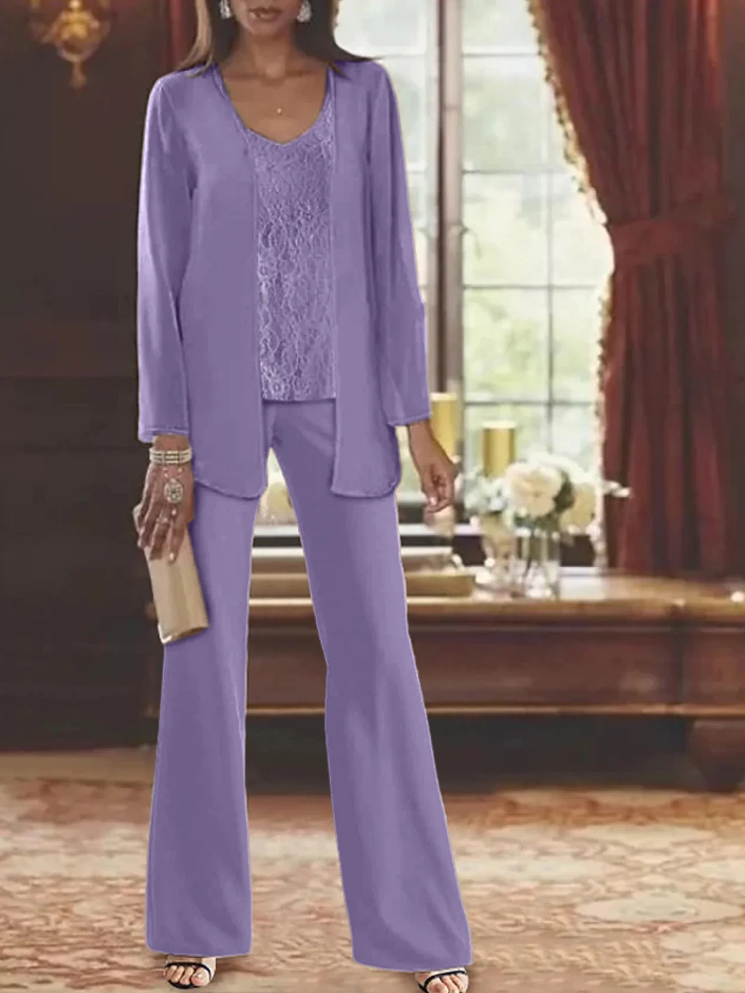 Chiffon Mother of the Bride Pantsuits with Jacket - Image 41
