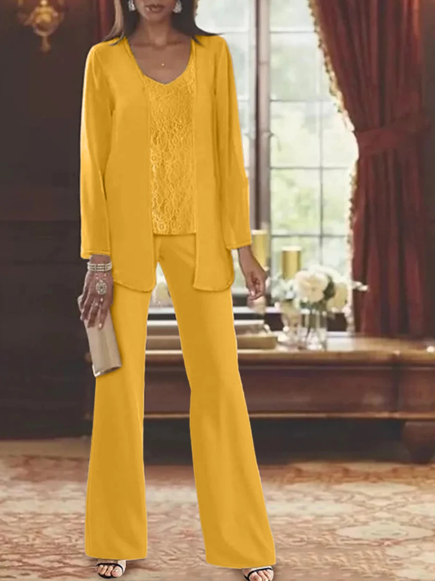 Chiffon Mother of the Bride Pantsuits with Jacket - Image 48