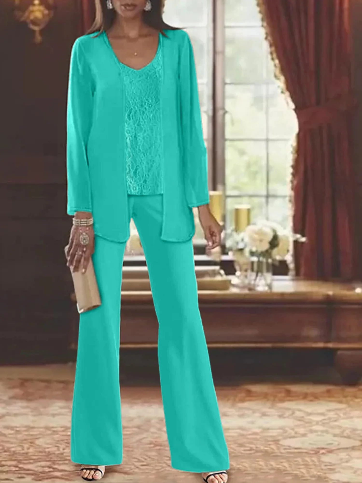 Chiffon Mother of the Bride Pantsuits with Jacket - Image 68