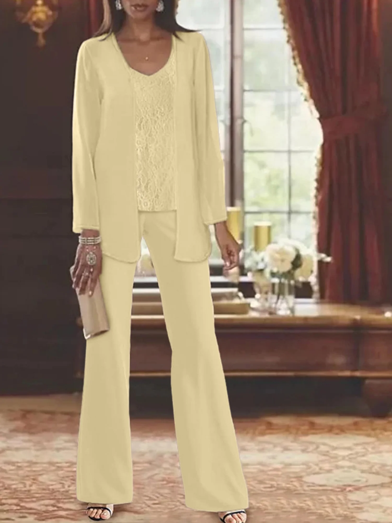 Chiffon Mother of the Bride Pantsuits with Jacket - Image 71