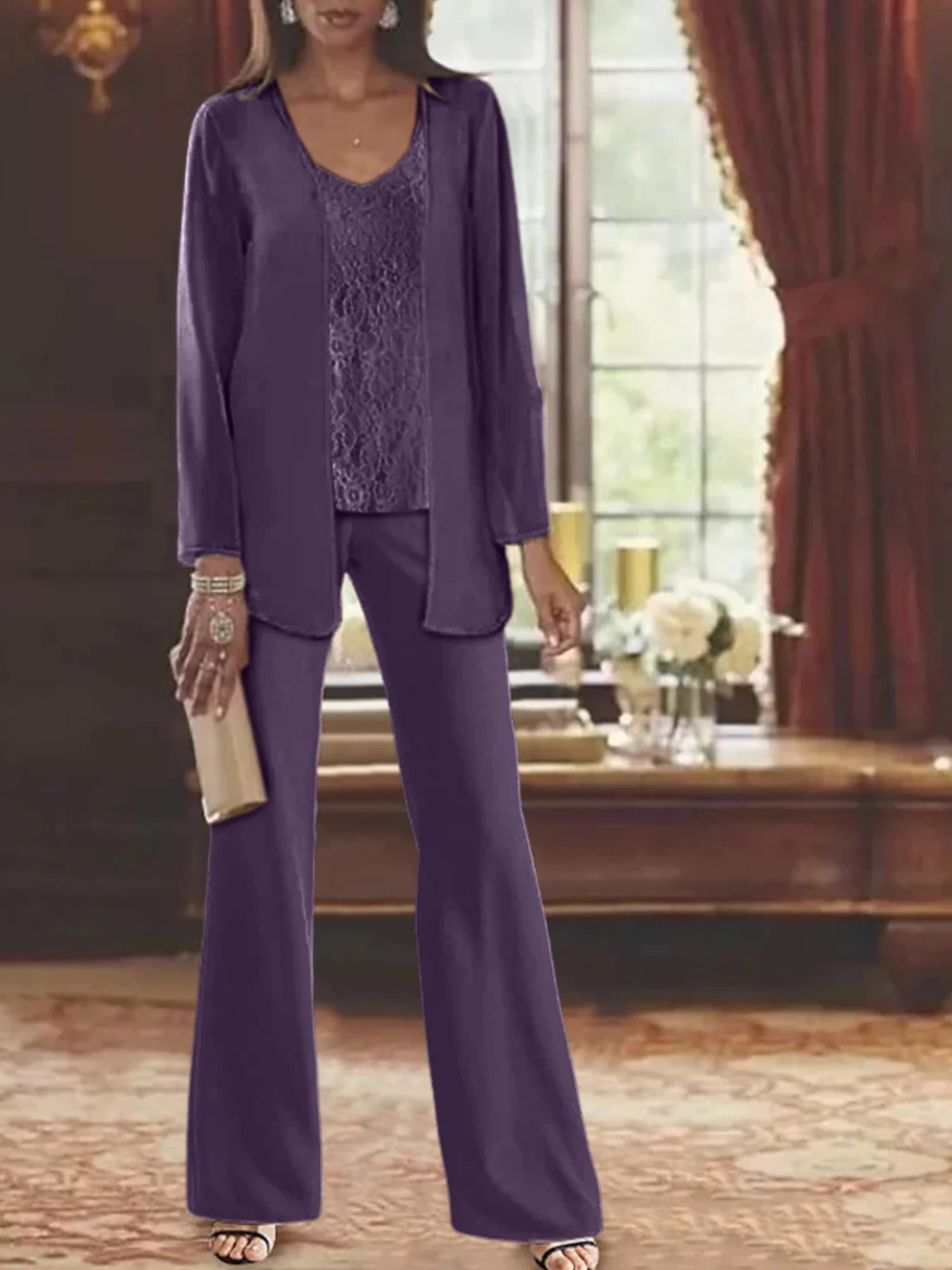 Chiffon Mother of the Bride Pantsuits with Jacket - Image 73