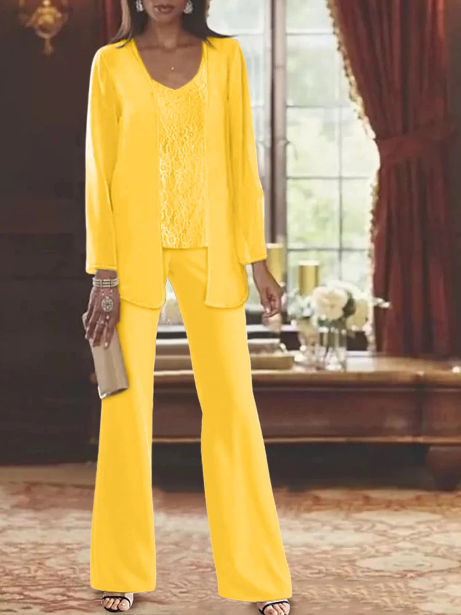 Chiffon Mother of the Bride Pantsuits with Jacket - Image 75