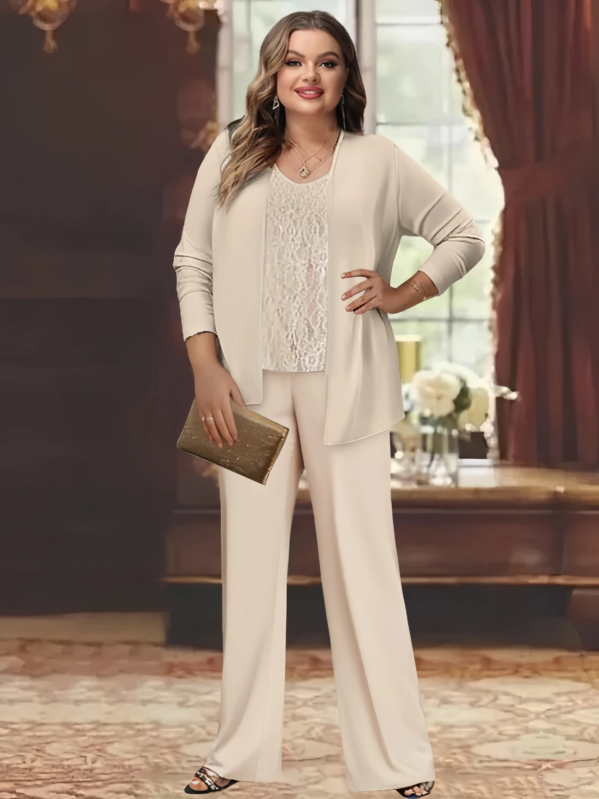 Chiffon Mother of the Bride Pantsuits with Jacket - Image 6
