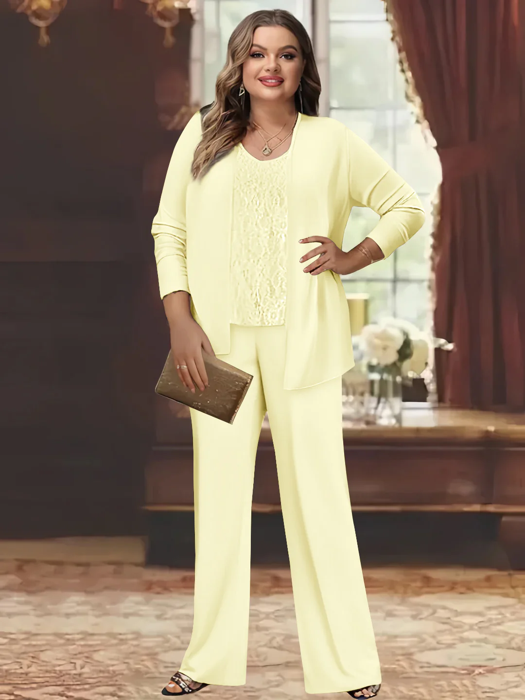 Chiffon Plus Size Mother of the Bride Pantsuits with Jacket - Image 14
