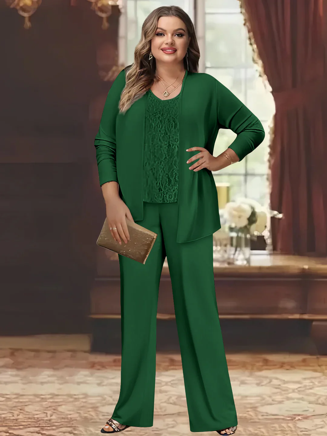 Chiffon Plus Size Mother of the Bride Pantsuits with Jacket - Image 15