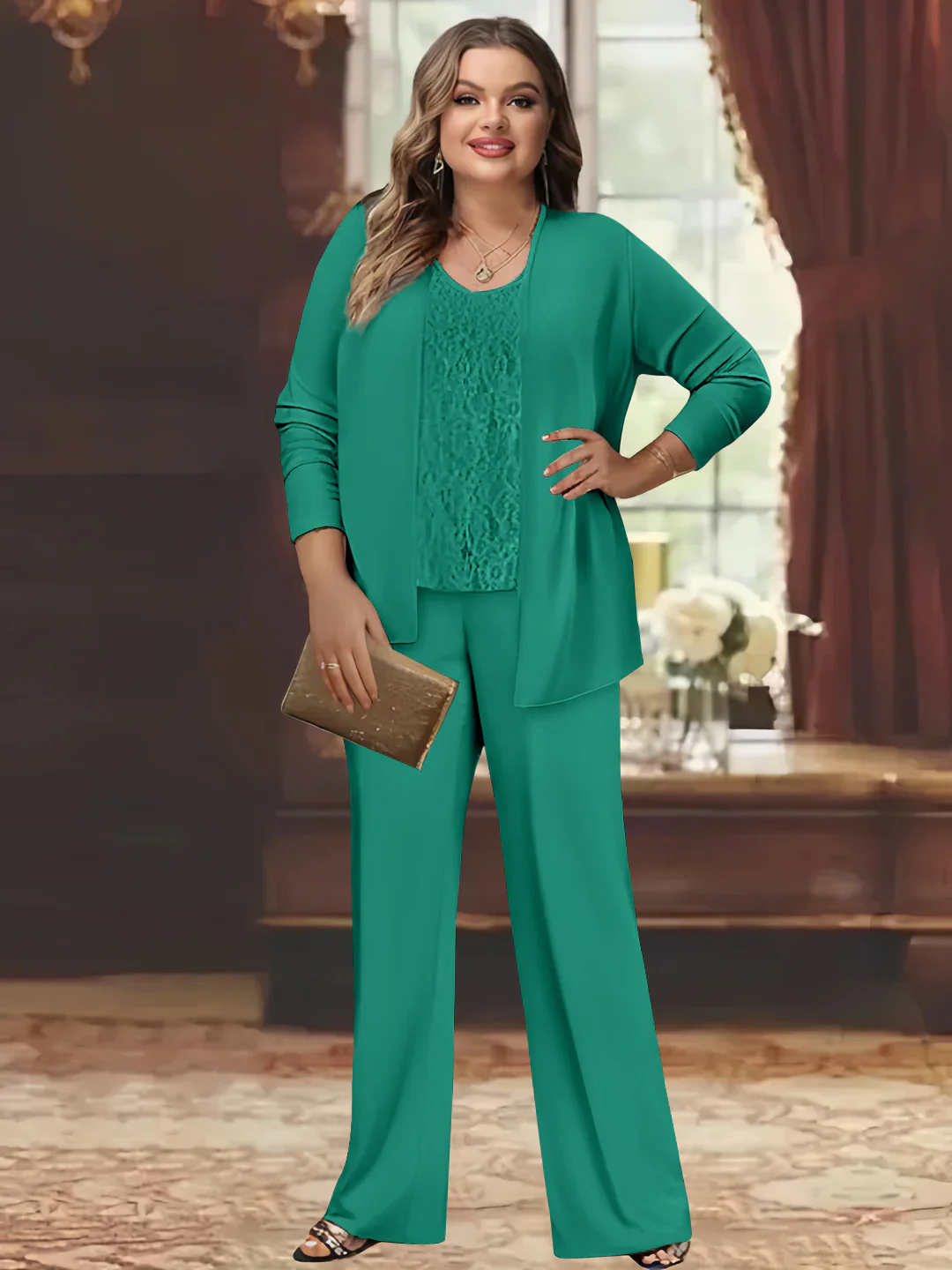 Chiffon Plus Size Mother of the Bride Pantsuits with Jacket - Image 28