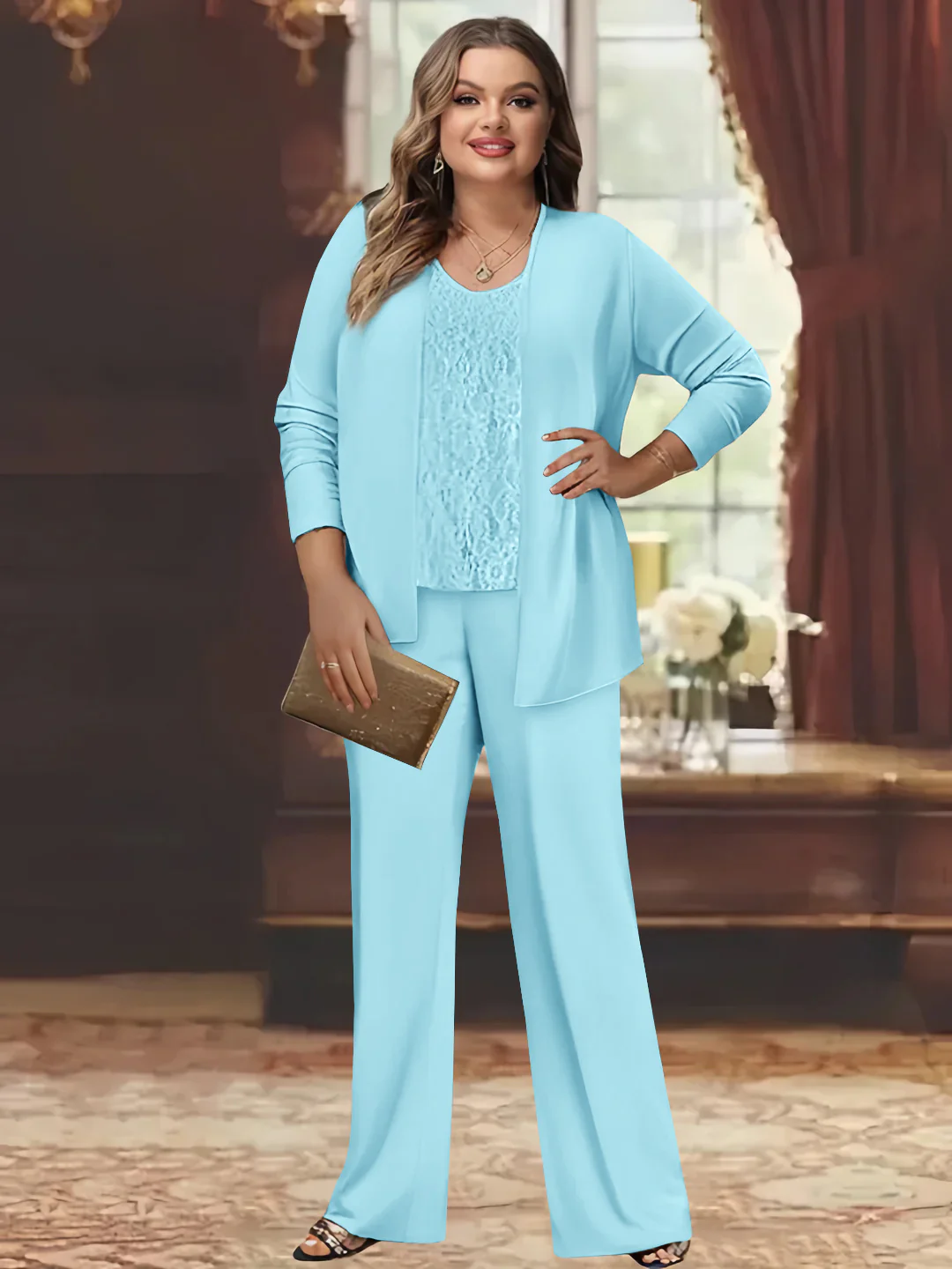 Chiffon Plus Size Mother of the Bride Pantsuits with Jacket - Image 29