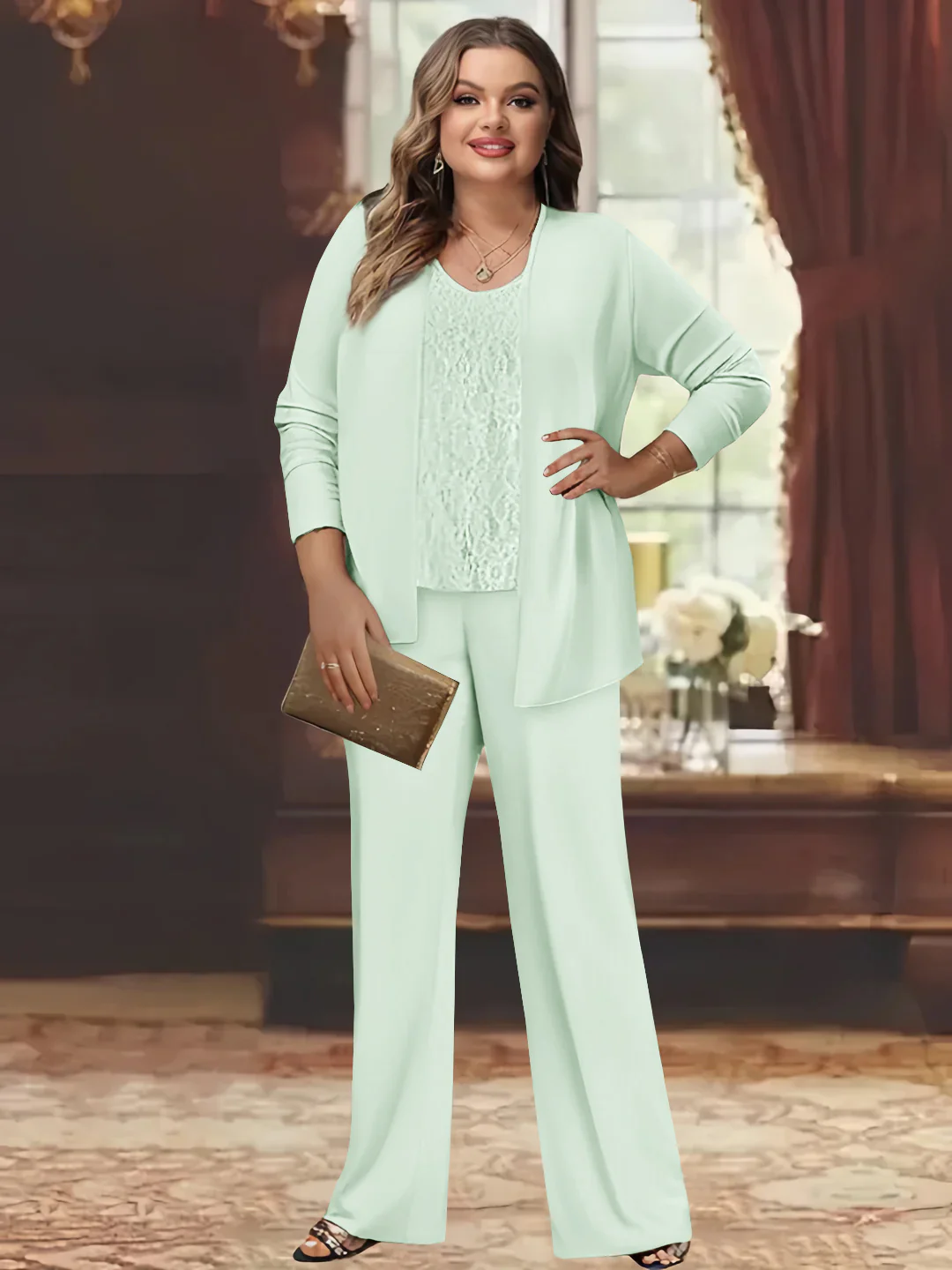 Chiffon Plus Size Mother of the Bride Pantsuits with Jacket - Image 31