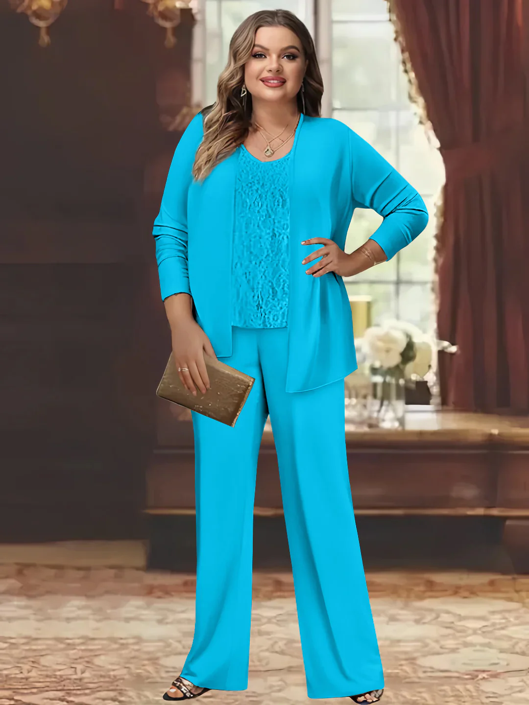 Chiffon Plus Size Mother of the Bride Pantsuits with Jacket - Image 33