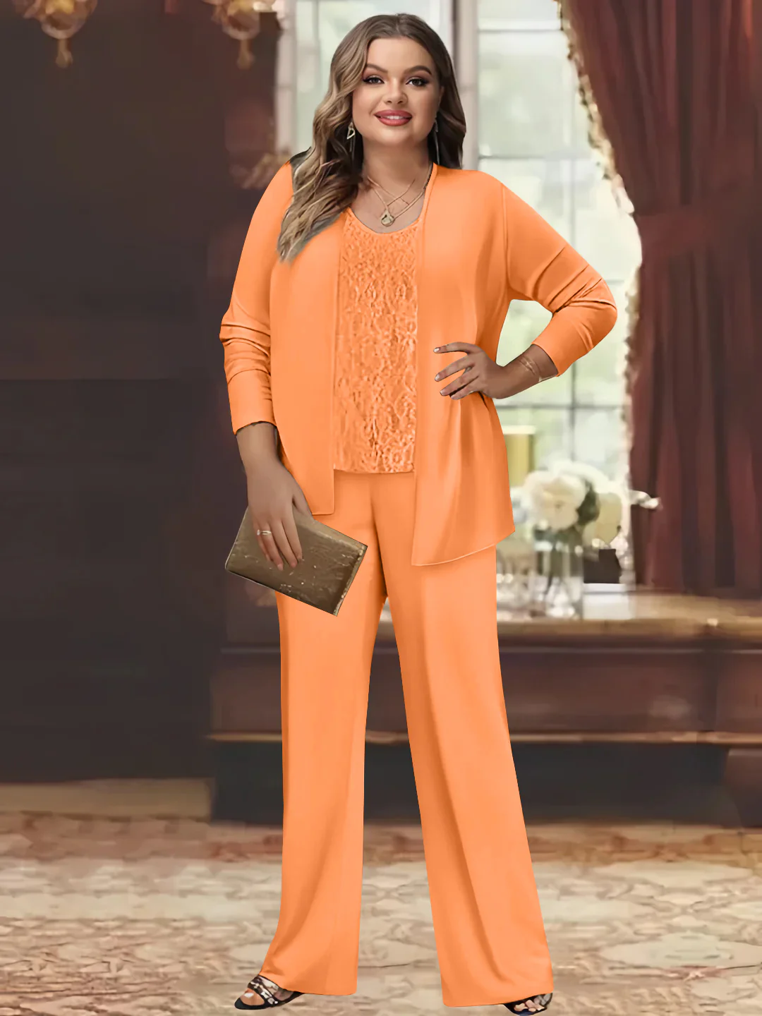 Chiffon Plus Size Mother of the Bride Pantsuits with Jacket - Image 34