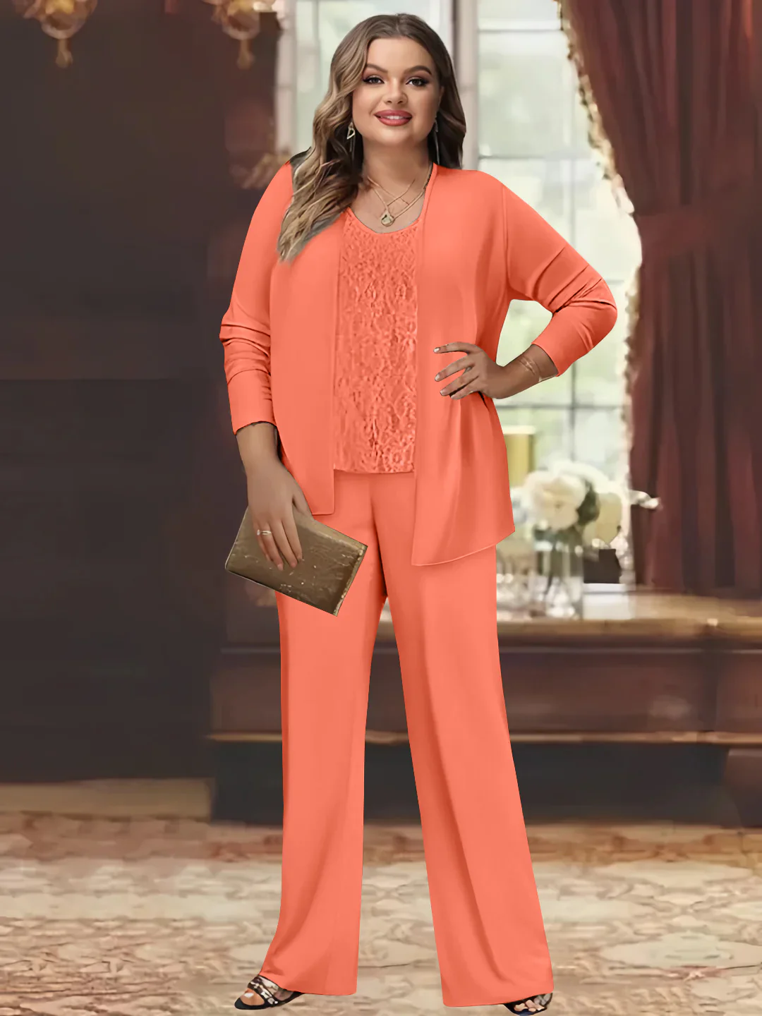 Chiffon Plus Size Mother of the Bride Pantsuits with Jacket - Image 36