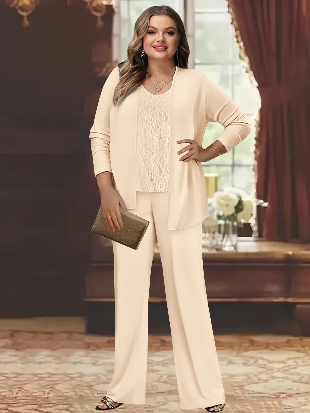 Chiffon Plus Size Mother of the Bride Pantsuits with Jacket - Image 37