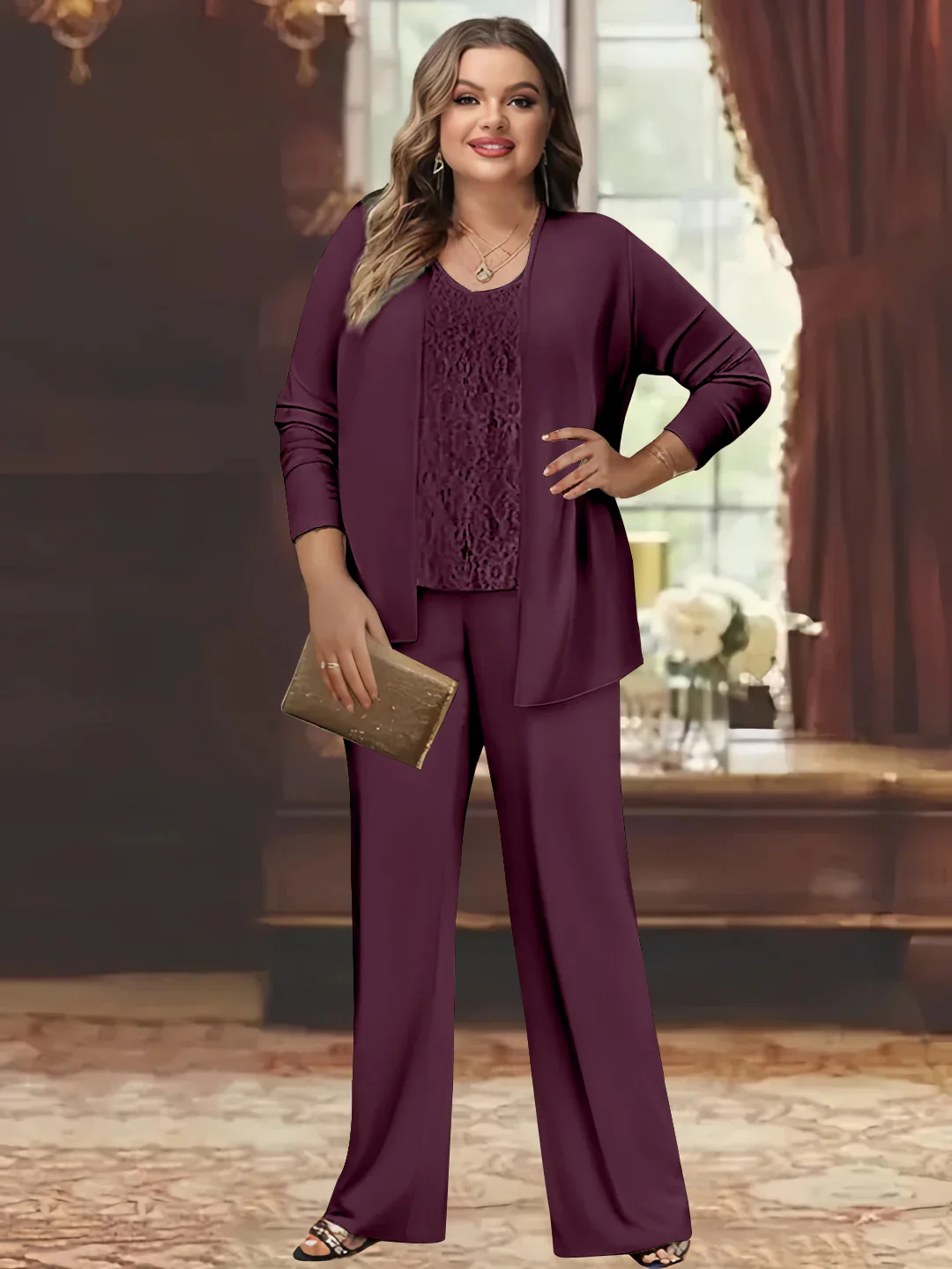 Chiffon Plus Size Mother of the Bride Pantsuits with Jacket - Image 39