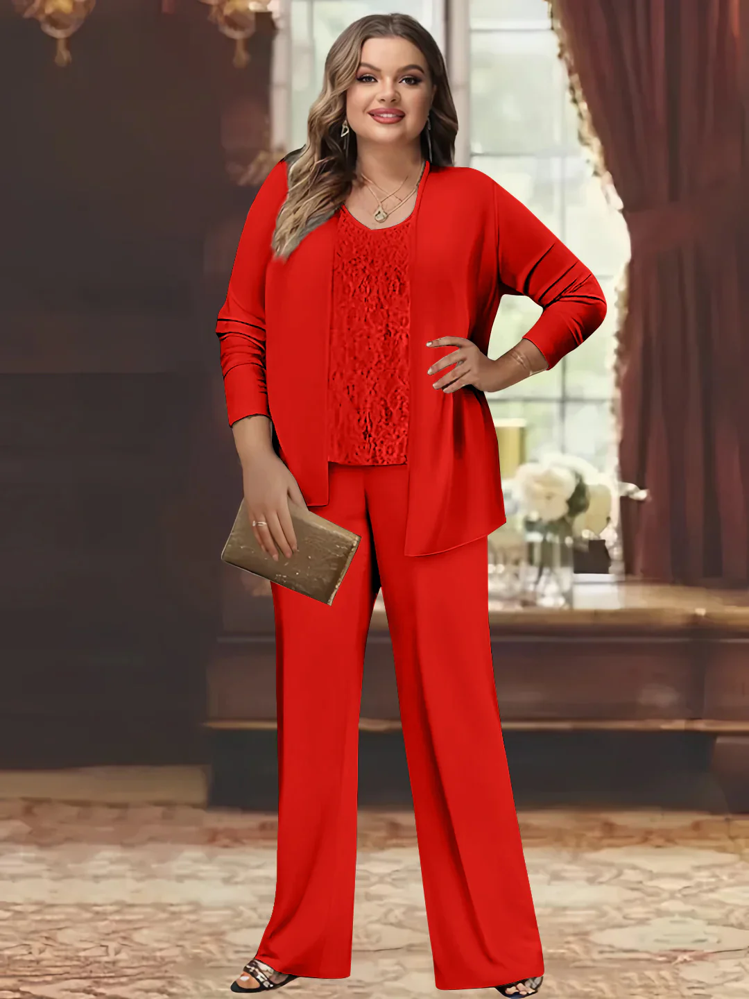 Chiffon Plus Size Mother of the Bride Pantsuits with Jacket - Image 41