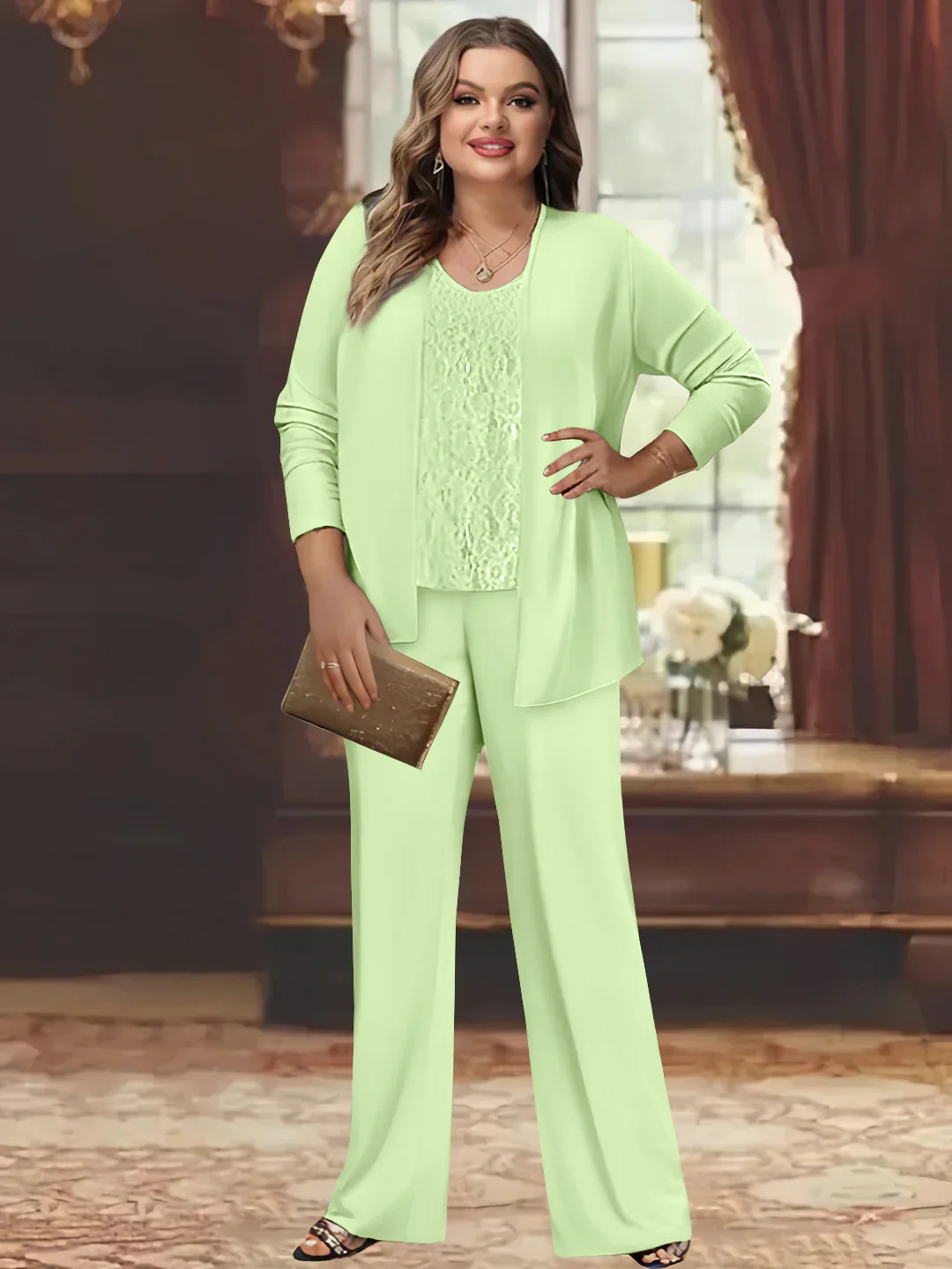 Chiffon Plus Size Mother of the Bride Pantsuits with Jacket - Image 44