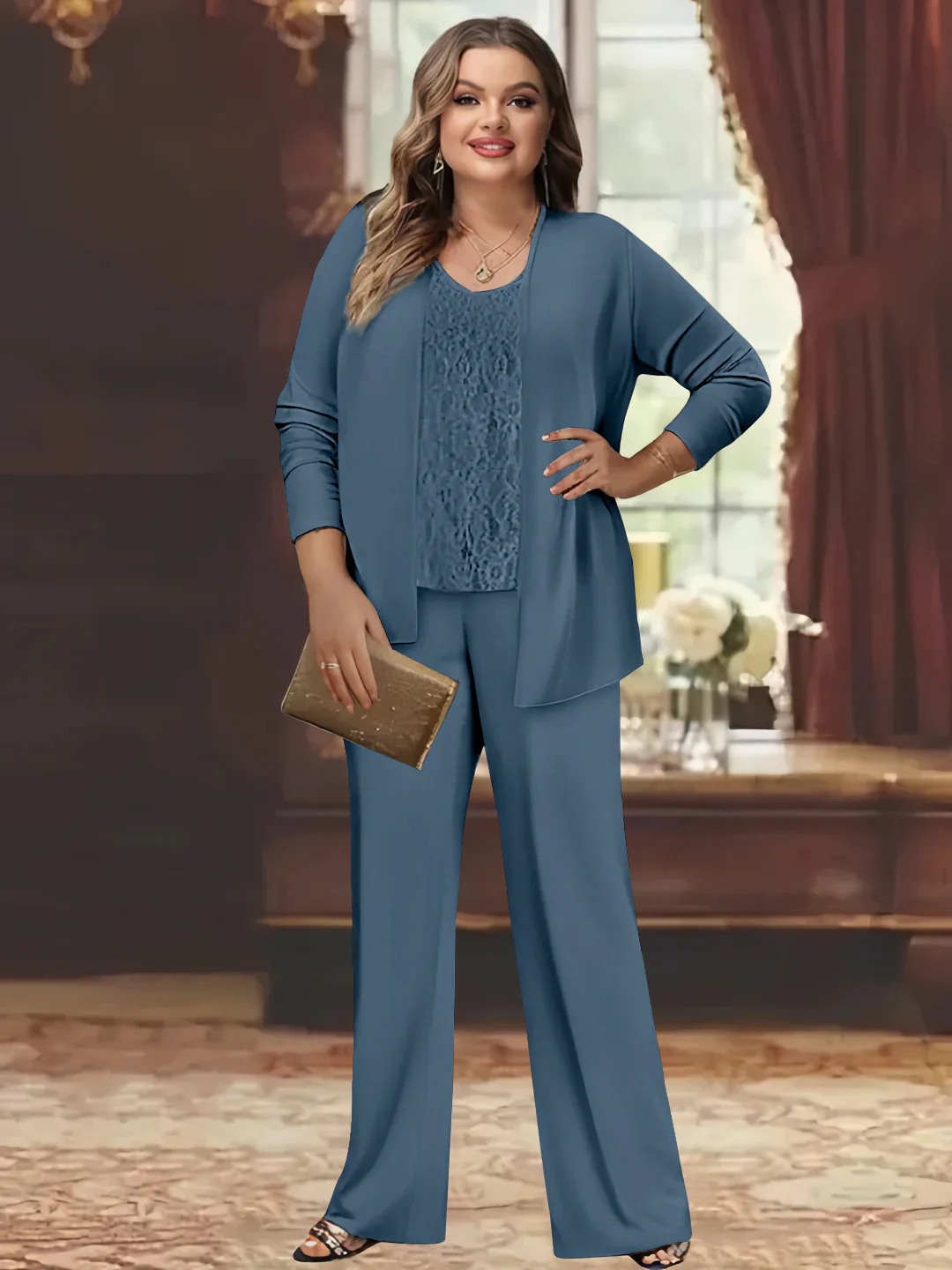 Chiffon Plus Size Mother of the Bride Pantsuits with Jacket - Image 48