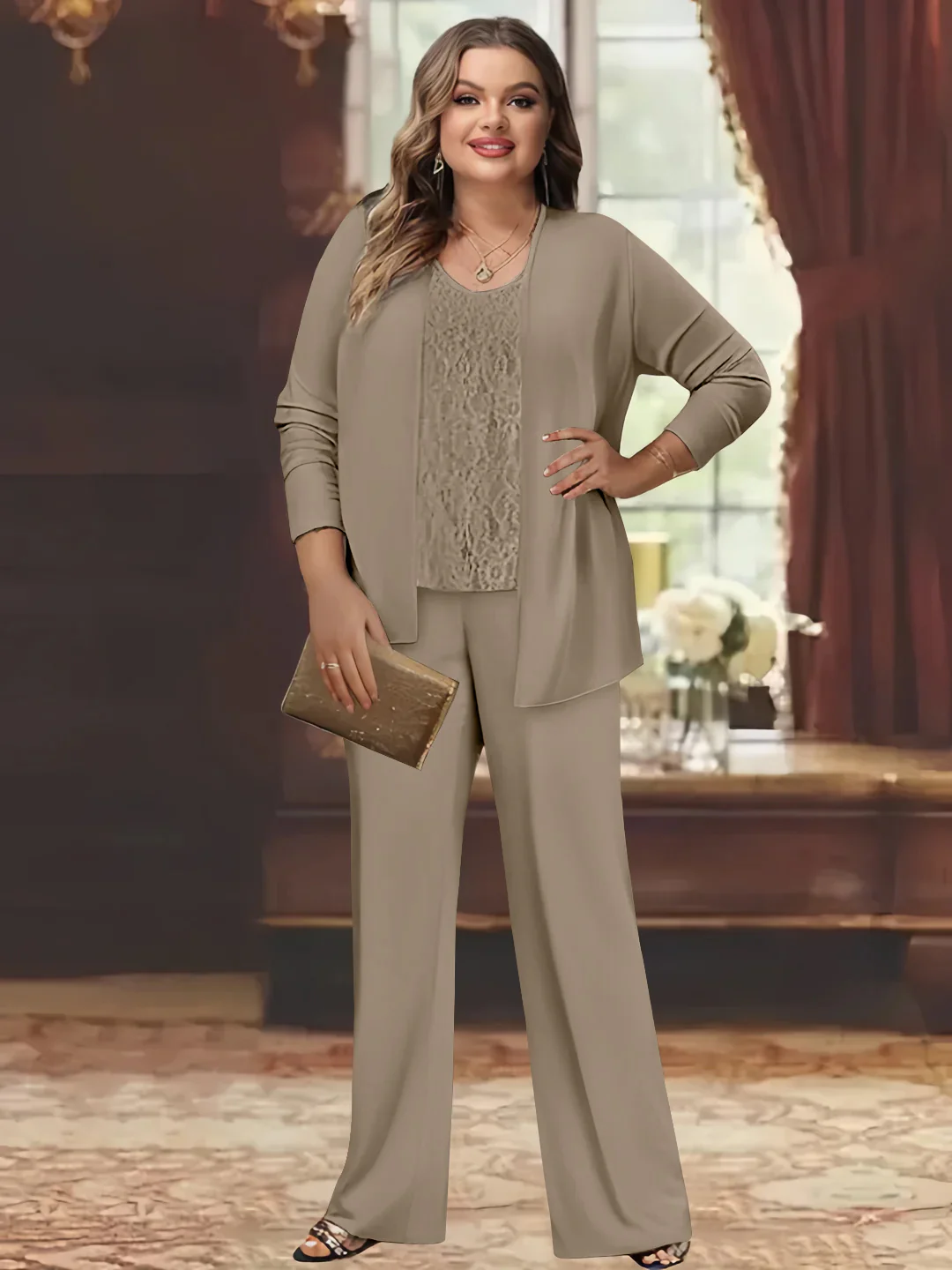 Chiffon Plus Size Mother of the Bride Pantsuits with Jacket - Image 50