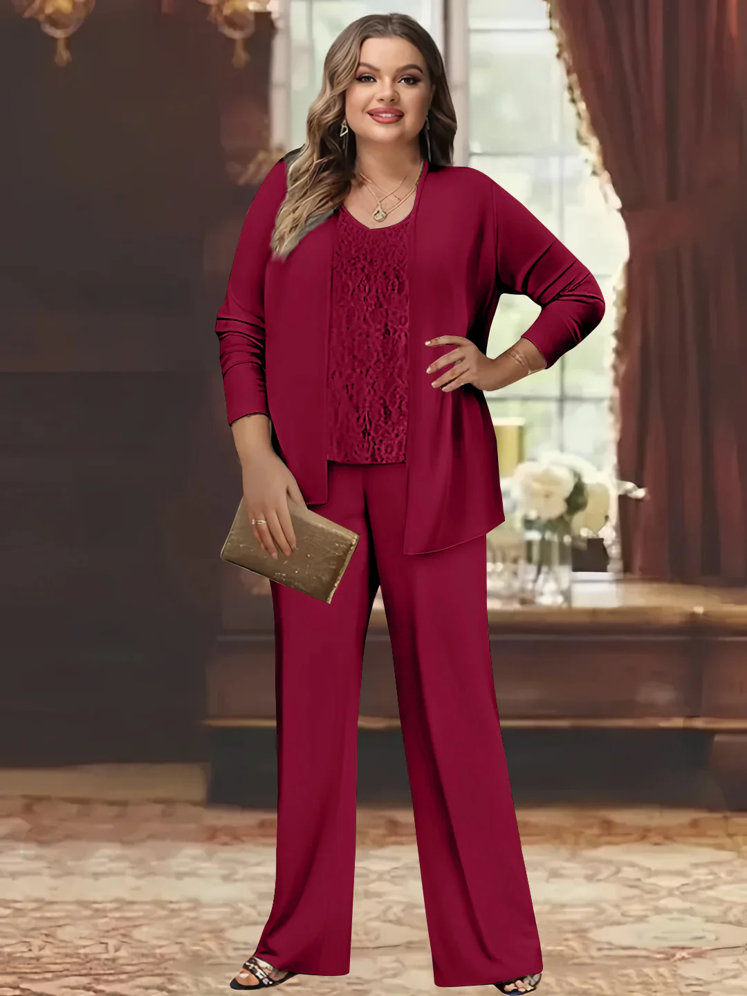 Chiffon Plus Size Mother of the Bride Pantsuits with Jacket - Image 53