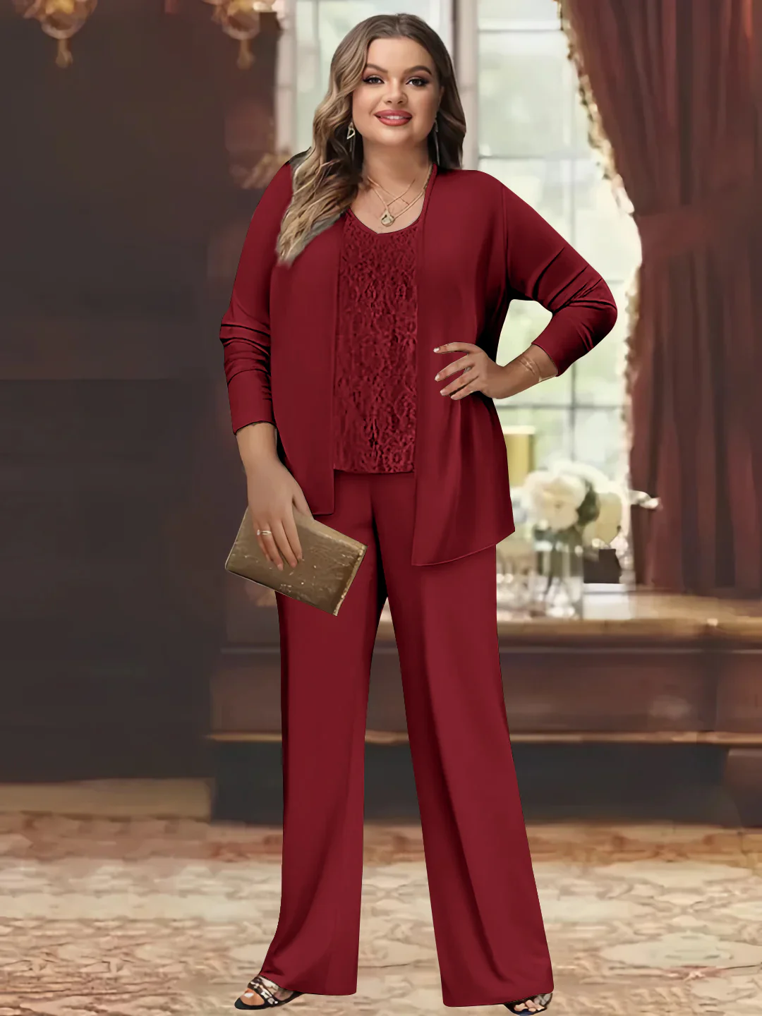 Chiffon Plus Size Mother of the Bride Pantsuits with Jacket - Image 7