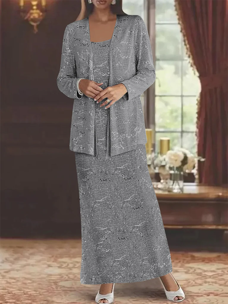 Chiffon Scoop Ankle-length Mother of the Bride Dresses with Sequins & Jacket - Image 17