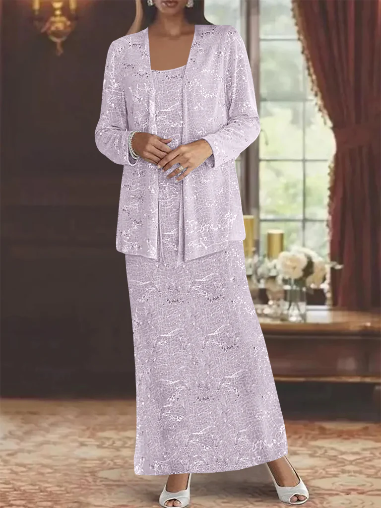 Chiffon Scoop Ankle-length Mother of the Bride Dresses with Sequins & Jacket - Image 36