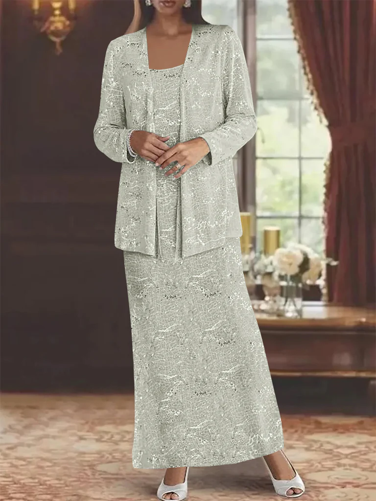 Chiffon Scoop Ankle-length Mother of the Bride Dresses with Sequins & Jacket - Image 9