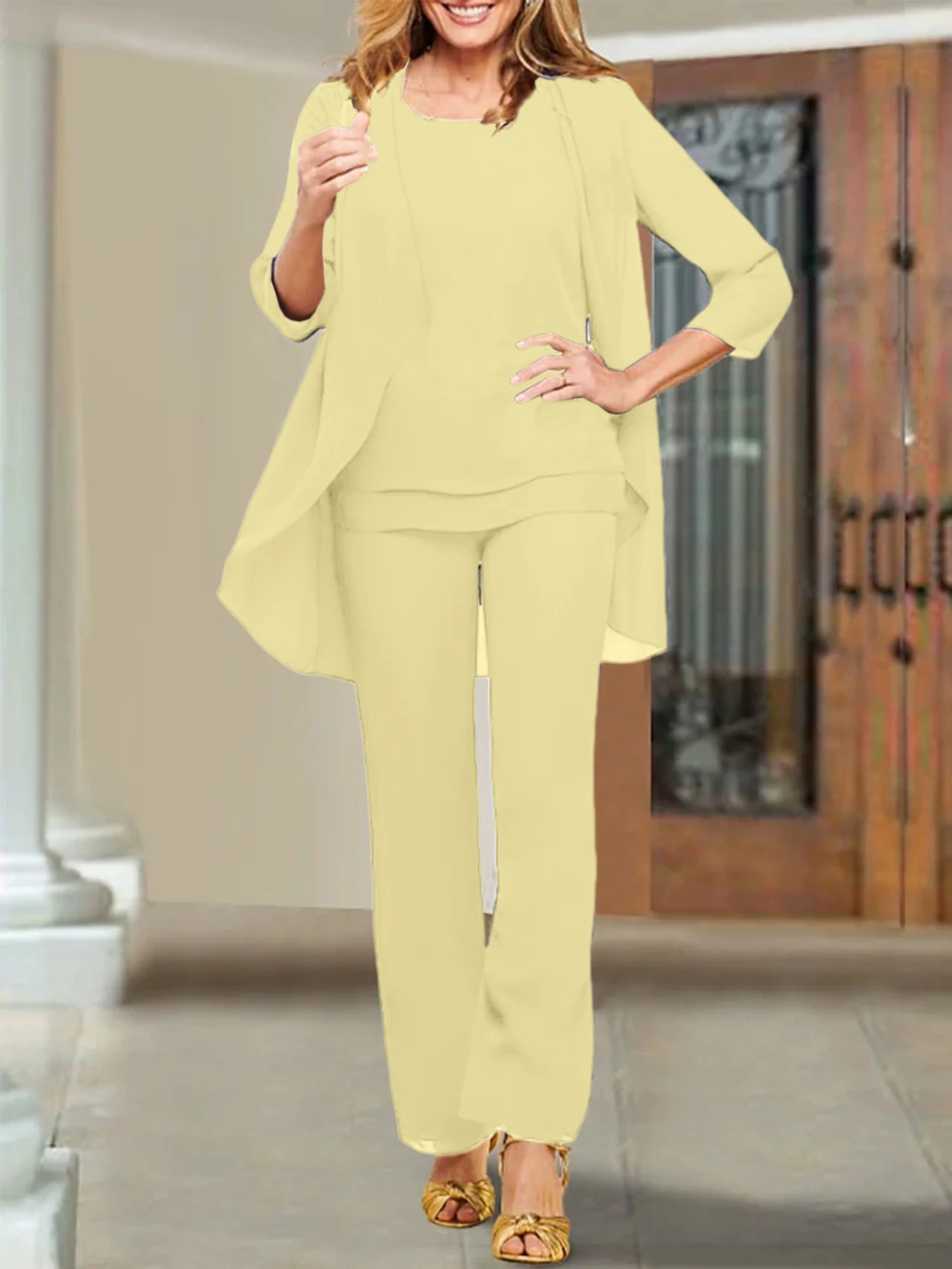 Chiffon Scoop Mother of the Bride Pantsuits - Image 10