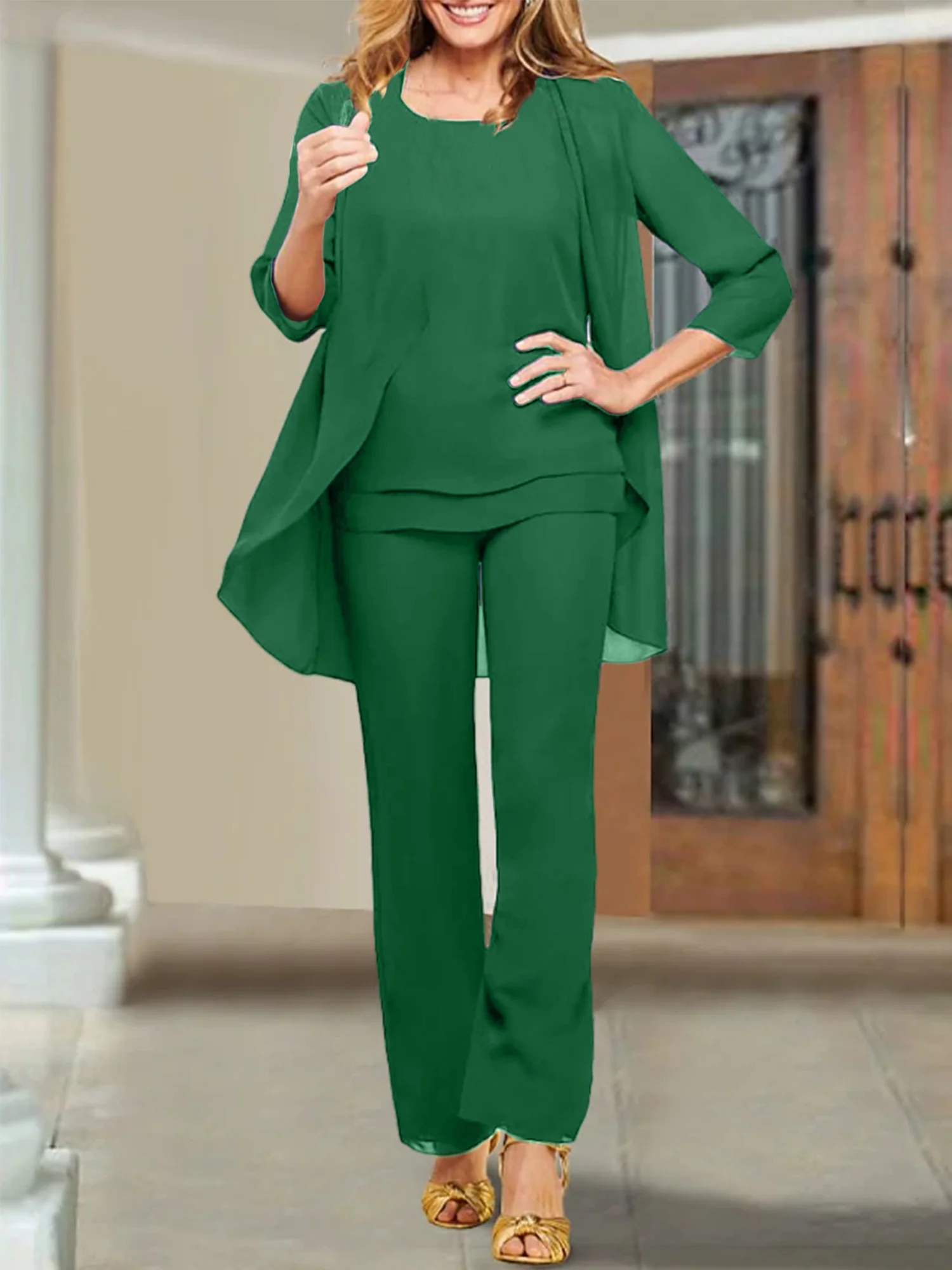 Chiffon Scoop Mother of the Bride Pantsuits - Image 20