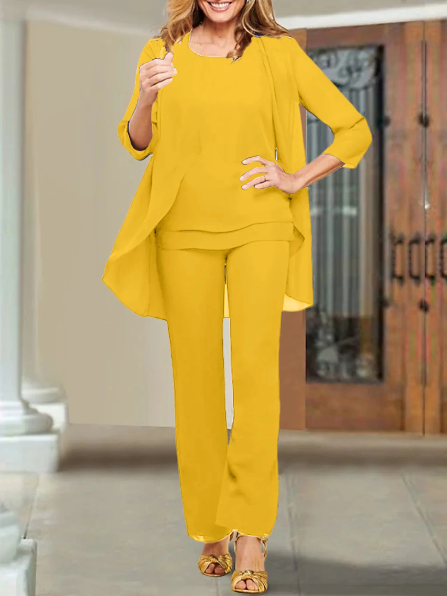 Chiffon Scoop Mother of the Bride Pantsuits - Image 24