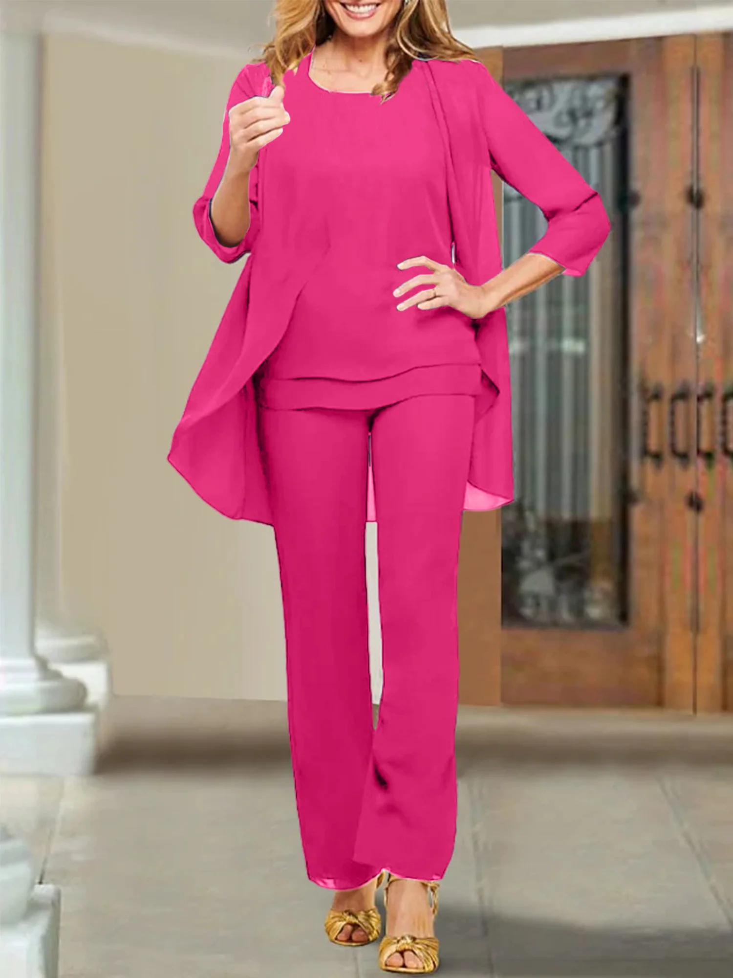 Chiffon Scoop Mother of the Bride Pantsuits - Image 28