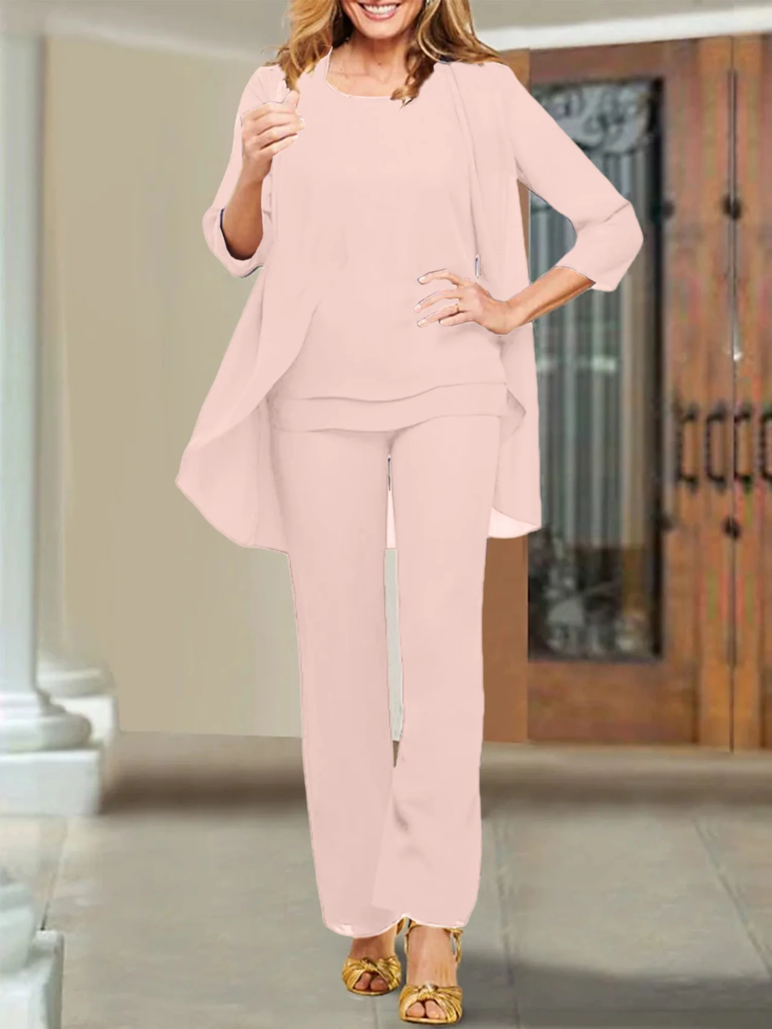 Chiffon Scoop Mother of the Bride Pantsuits - Image 34