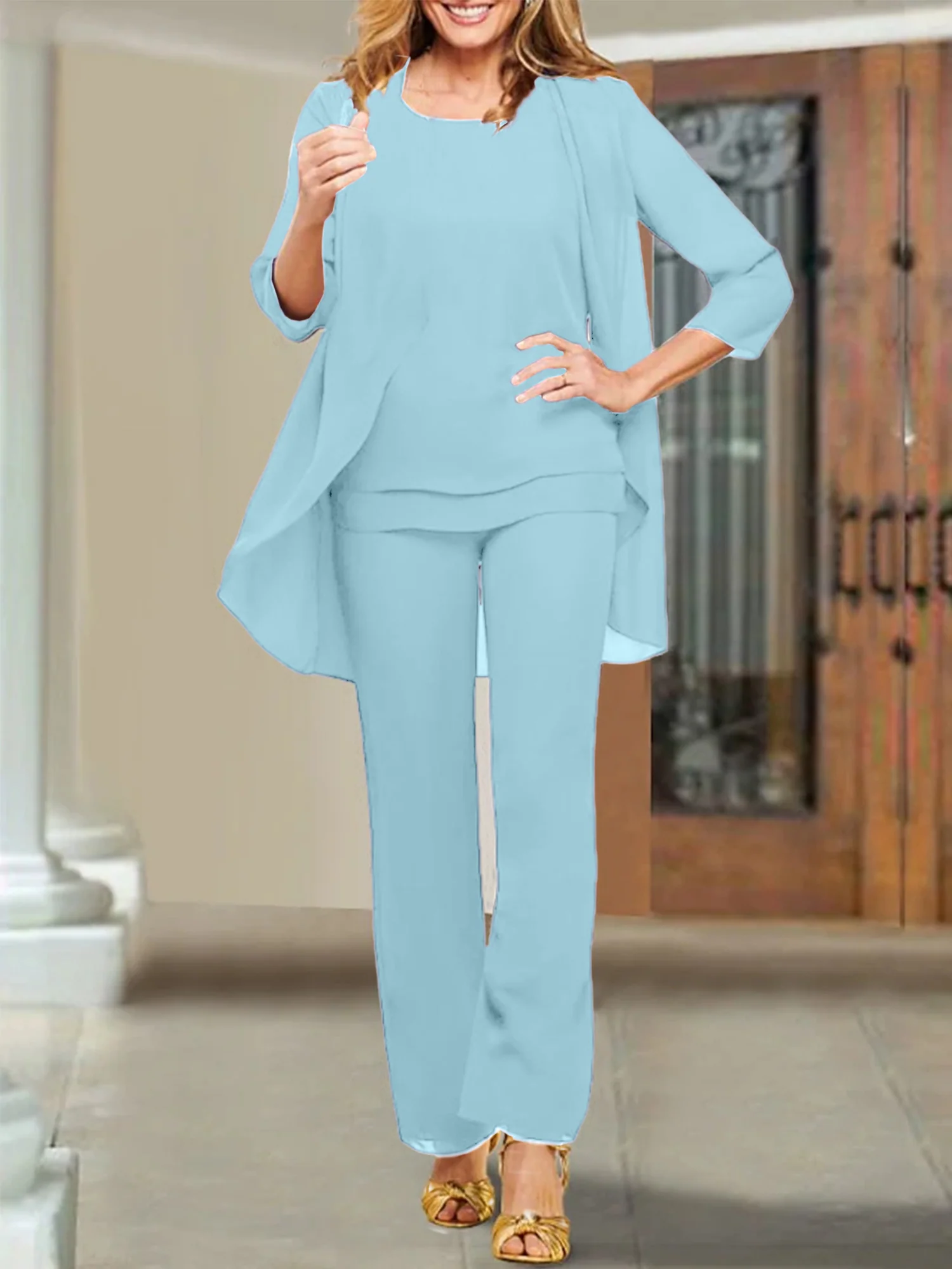Chiffon Scoop Mother of the Bride Pantsuits - Image 37