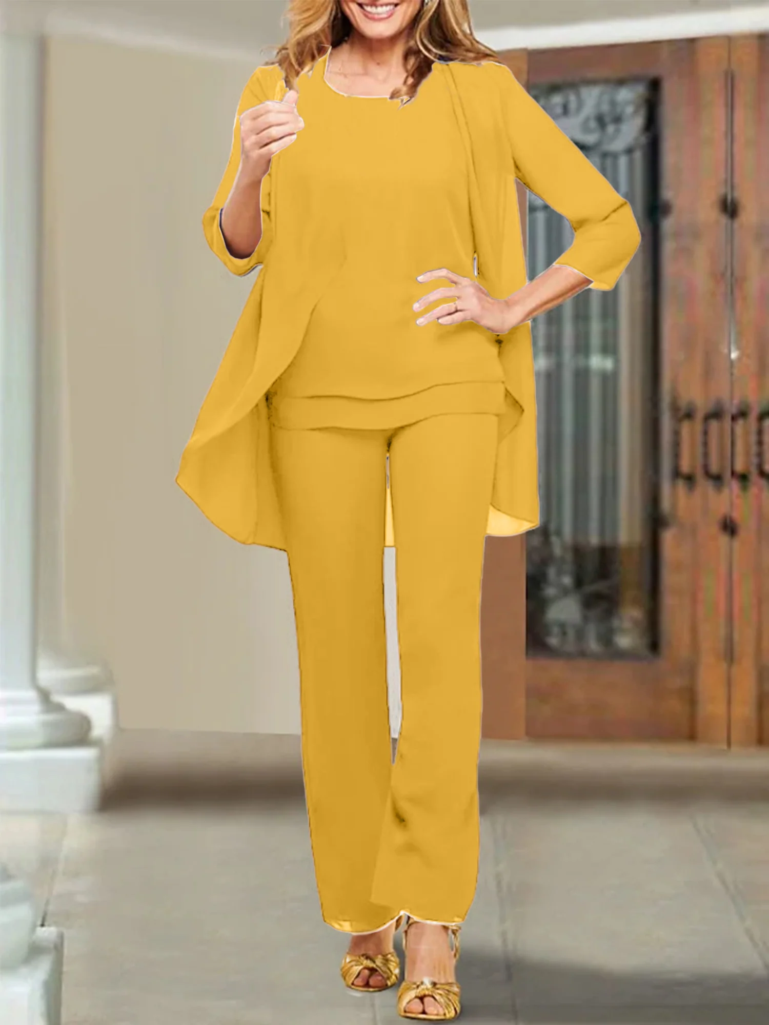 Chiffon Scoop Mother of the Bride Pantsuits - Image 43