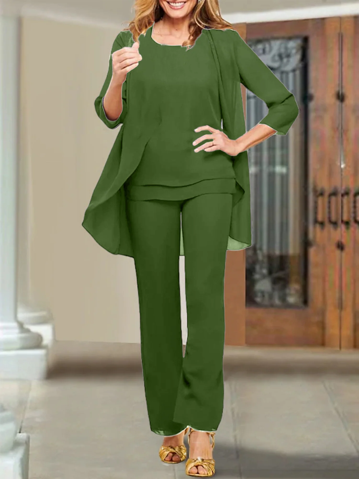 Chiffon Scoop Mother of the Bride Pantsuits - Image 47