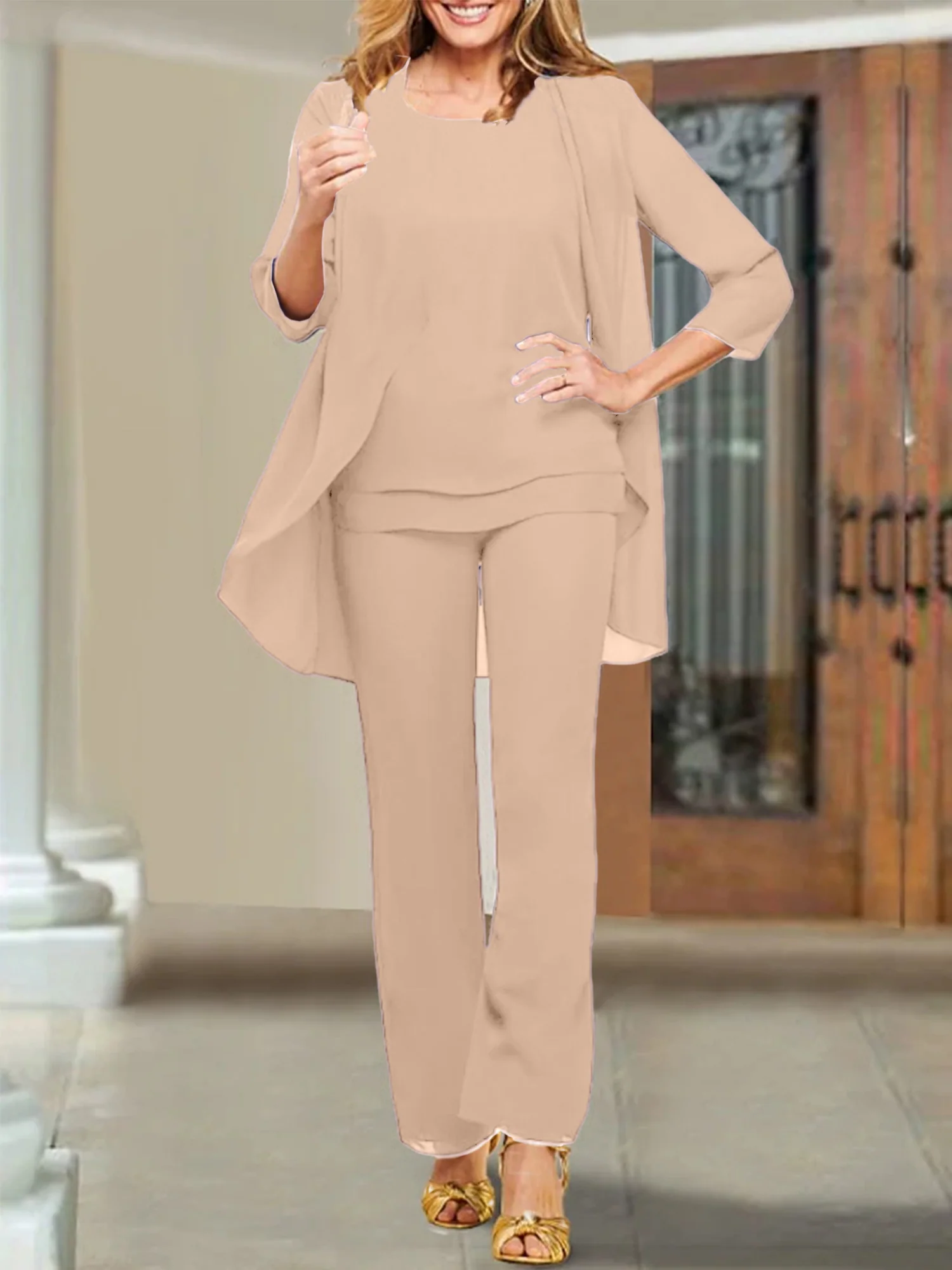 Chiffon Scoop Mother of the Bride Pantsuits - Image 50