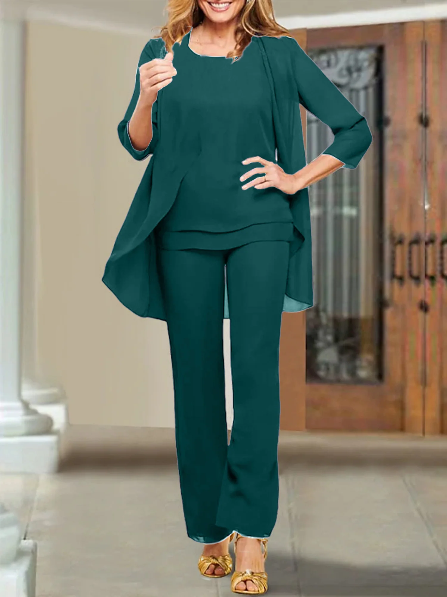 Chiffon Scoop Mother of the Bride Pantsuits - Image 51