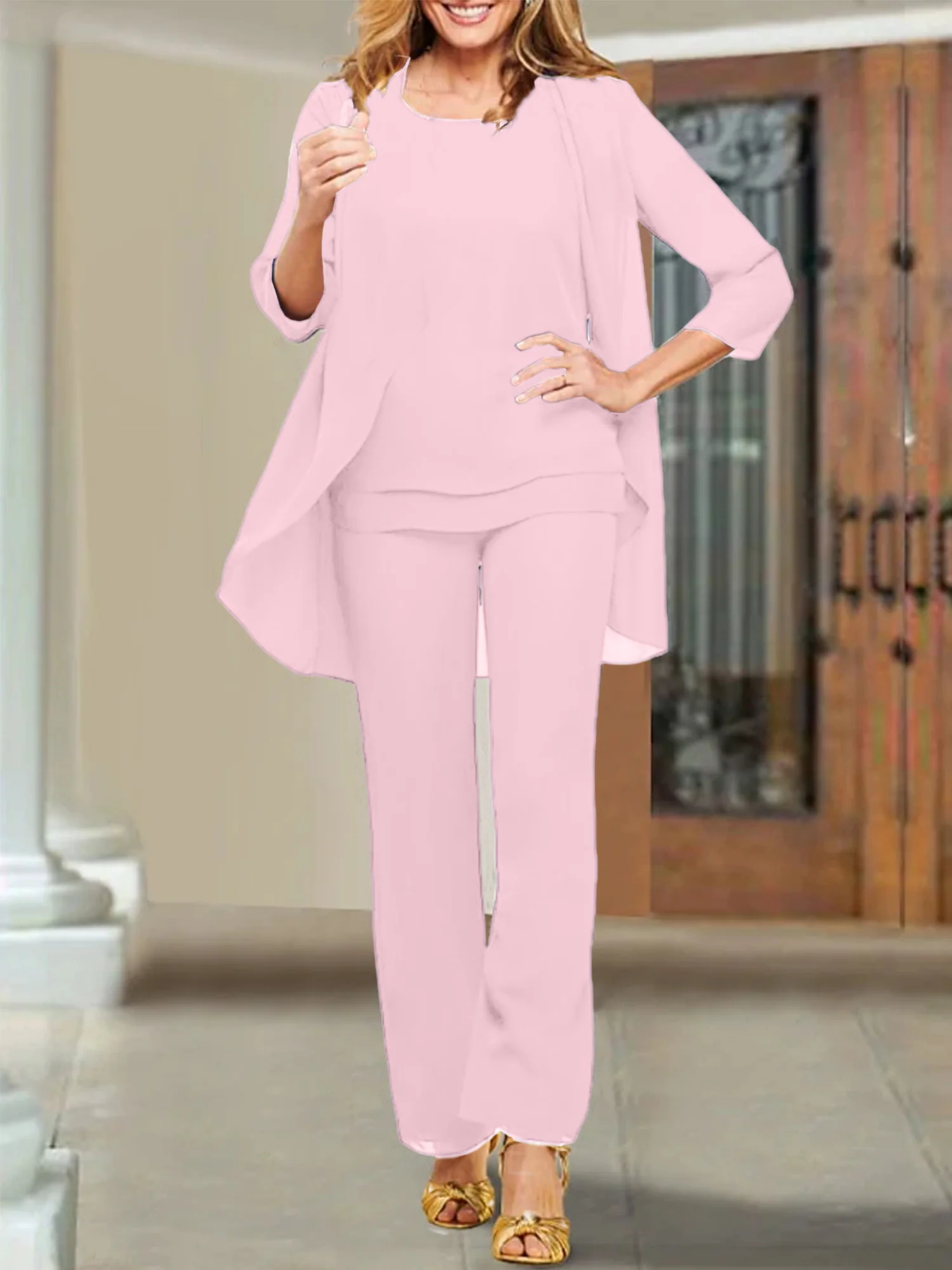 Chiffon Scoop Mother of the Bride Pantsuits - Image 53