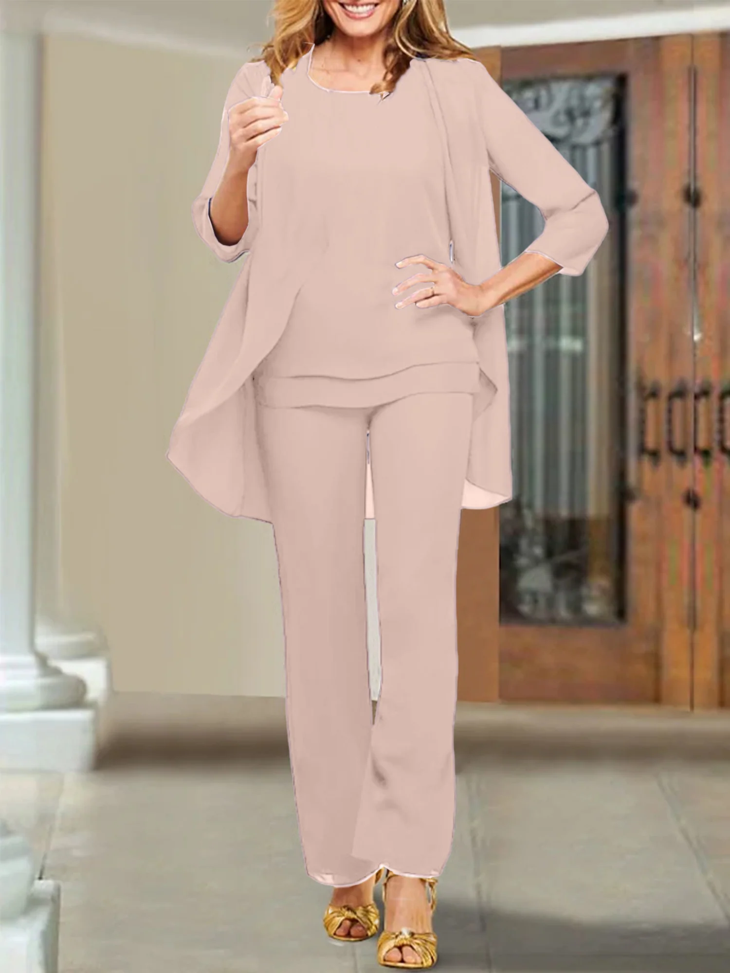 Chiffon Scoop Mother of the Bride Pantsuits - Image 6
