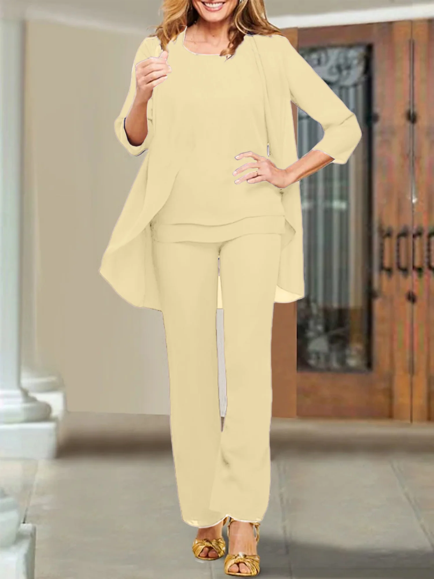 Chiffon Scoop Mother of the Bride Pantsuits - Image 72