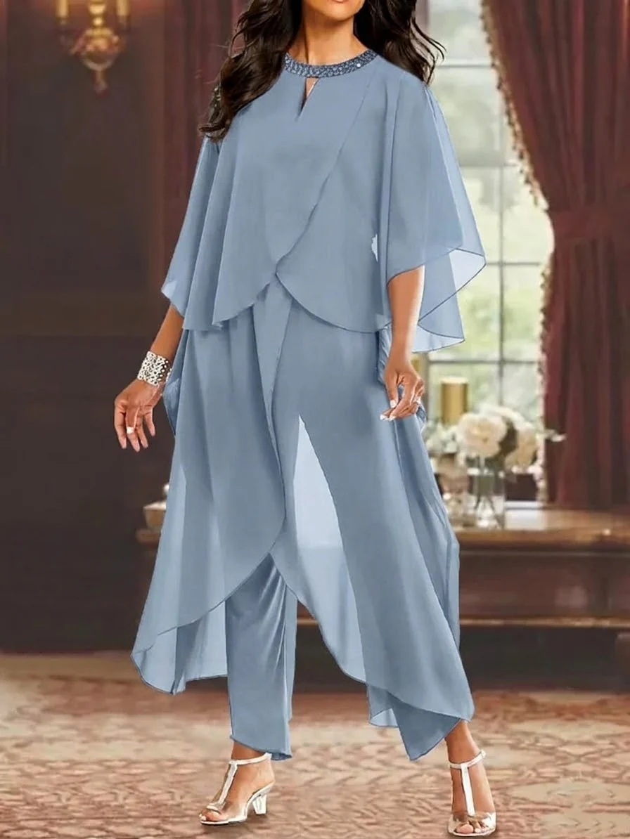 Chiffon Scoop Mother of the Bride Pantsuits - Image 5